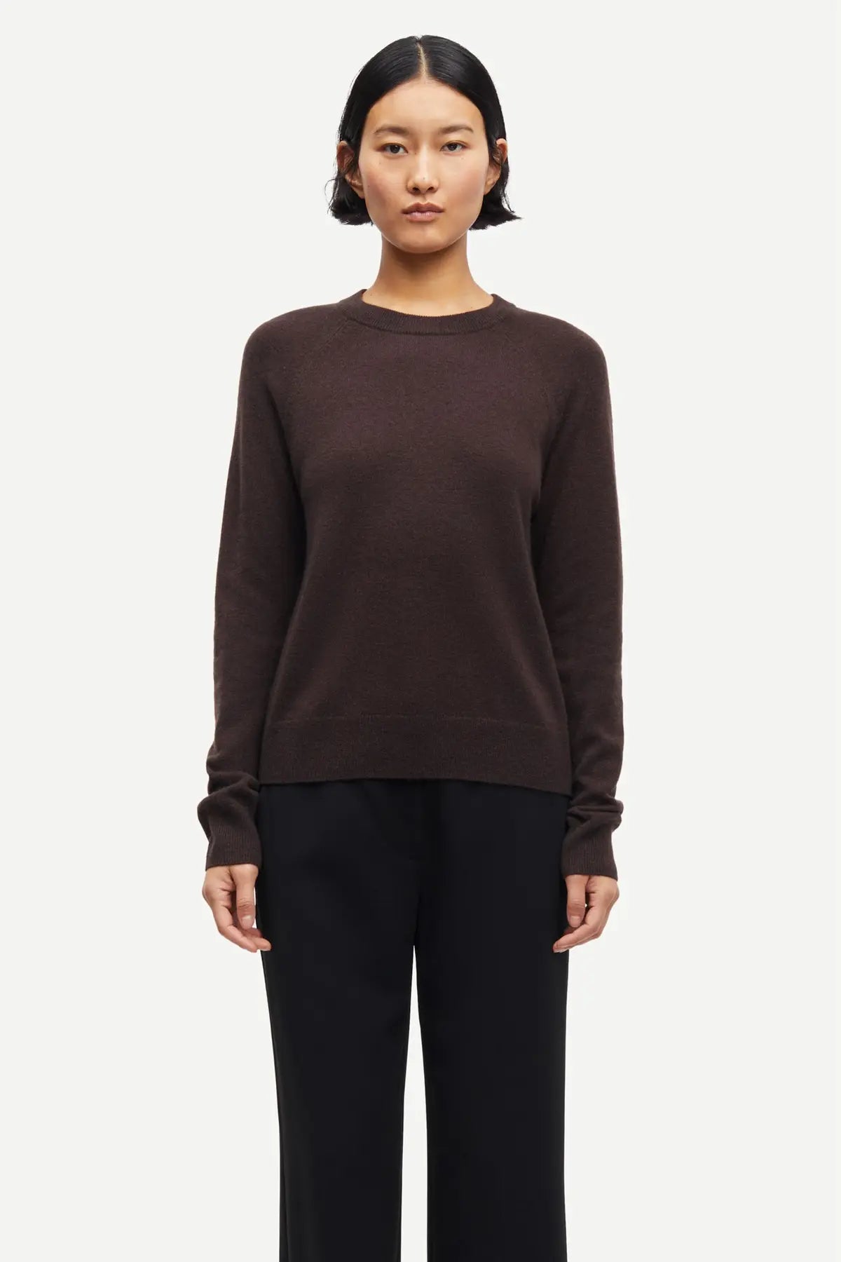 Pure cashmere crew neck in choclate