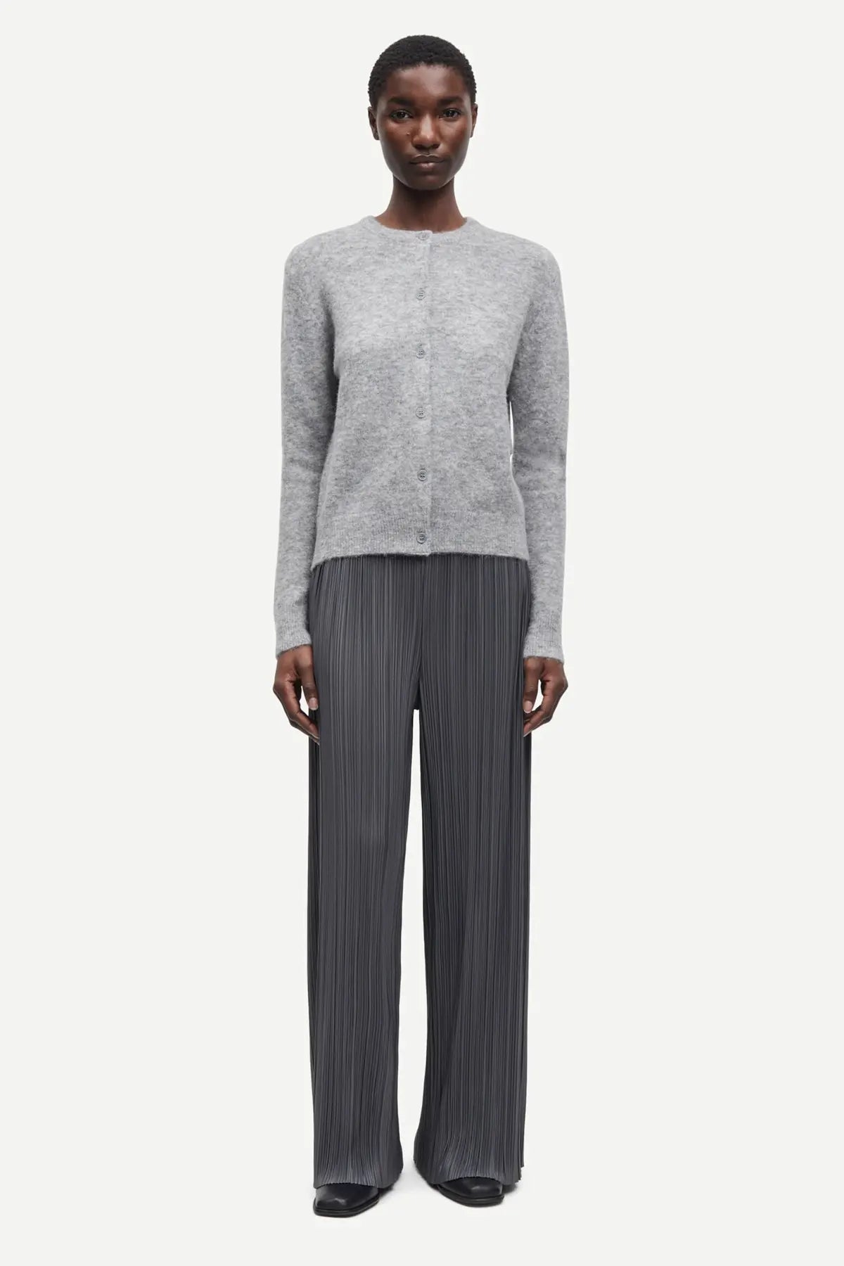 Pleated trousers in gray pinstripe