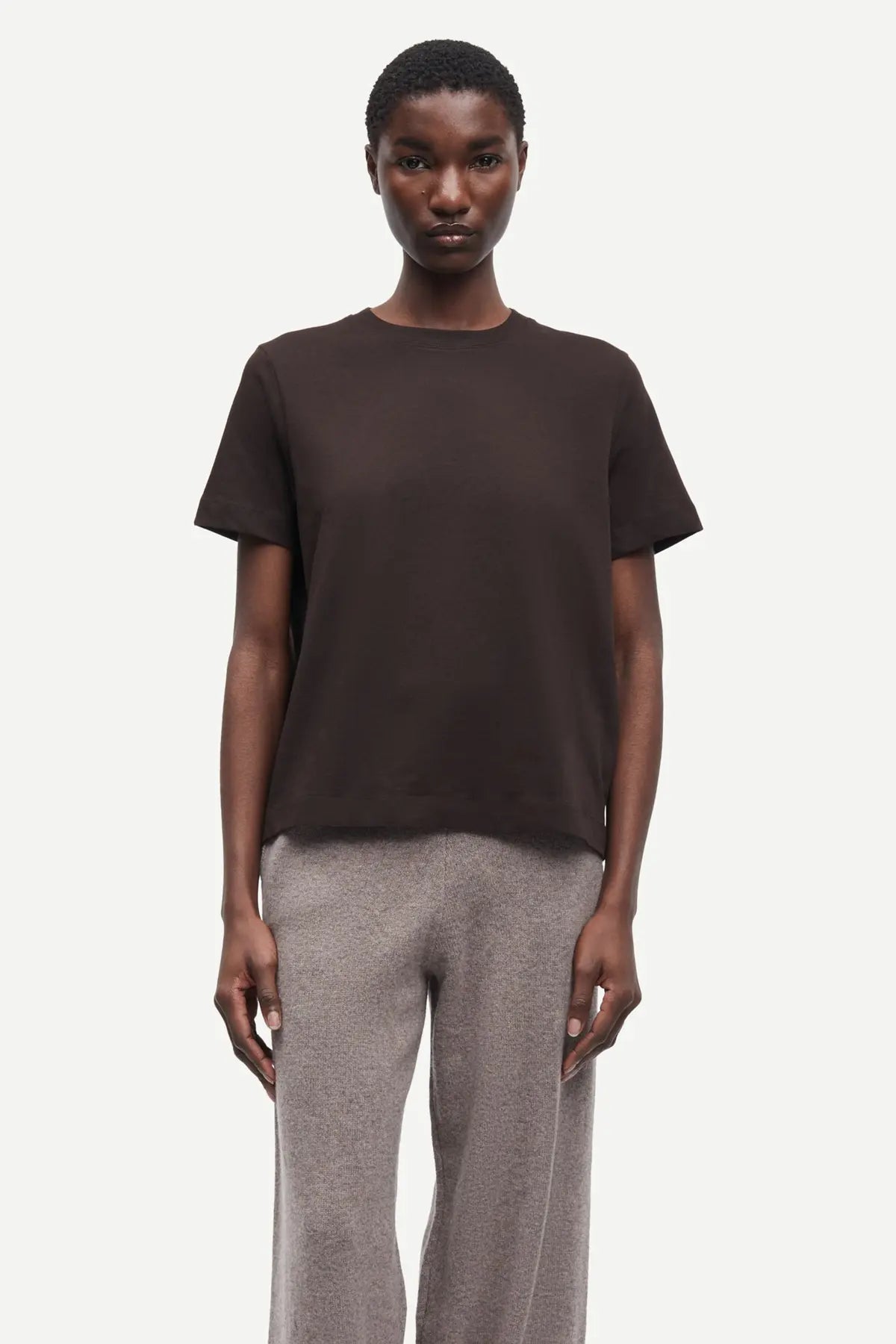 Boxy cotton t-shirt in brown