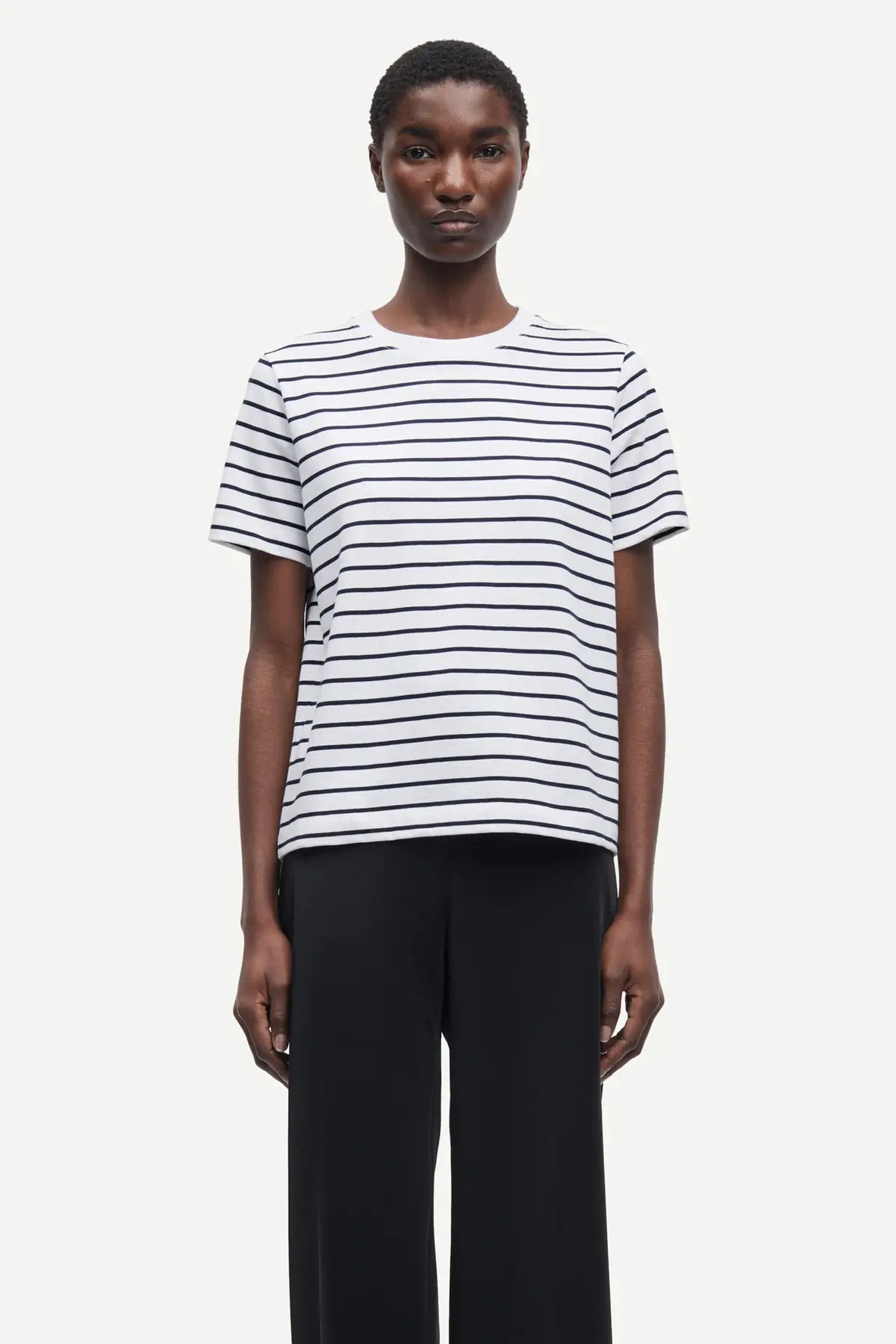 Boxy cotton t-shirt in salute striped