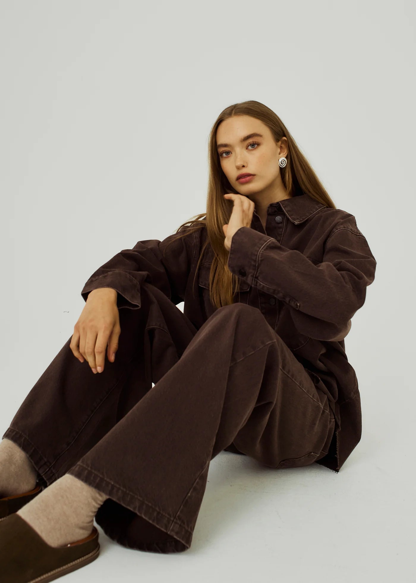Kenzie wide jeans in brown washed
