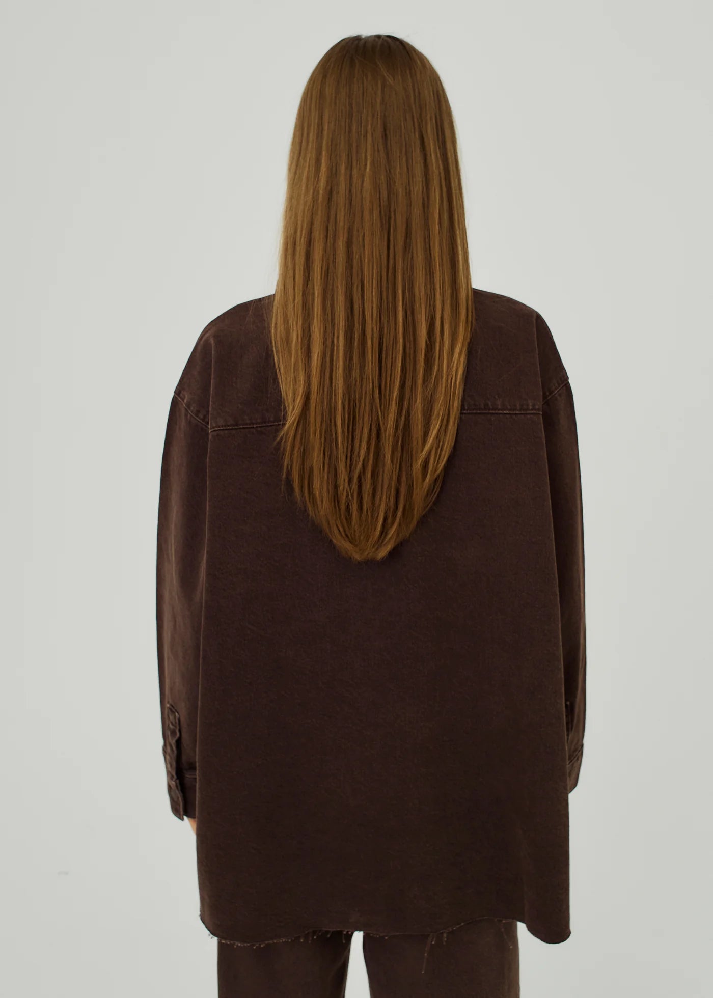 Larisa clean denim shirt in brown washed