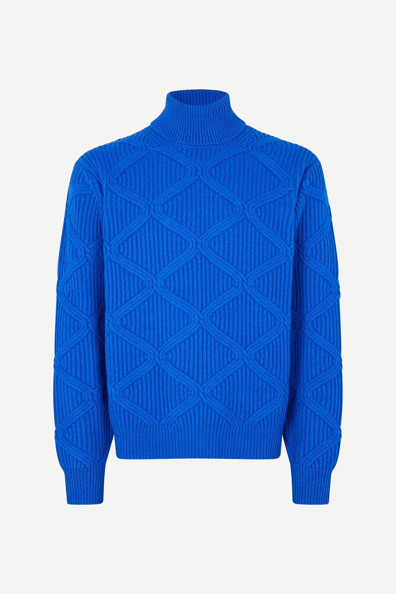 Cable Knit Turtleneck in bright blue