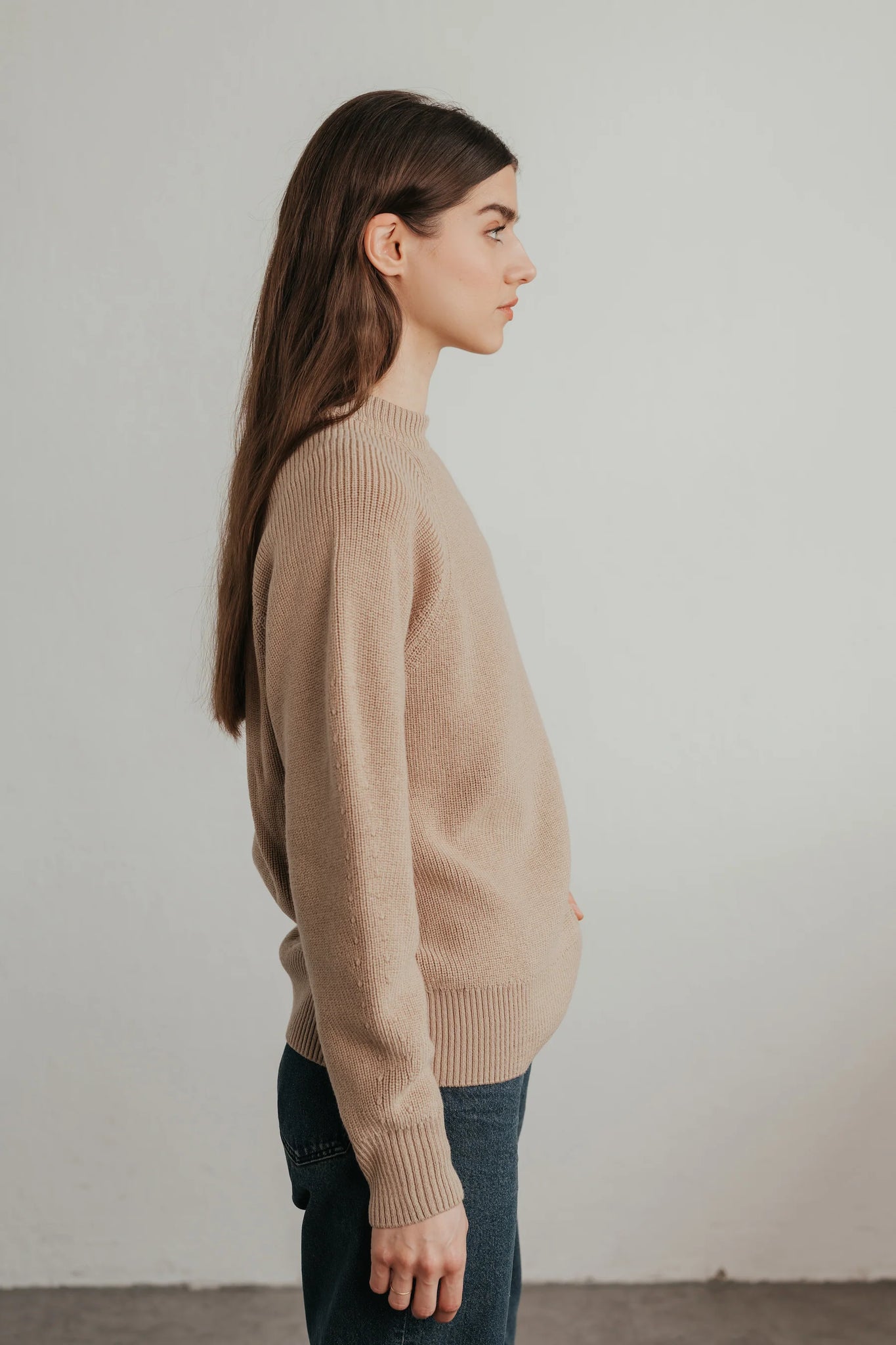 Merino knit sweater in creme by sonho stories