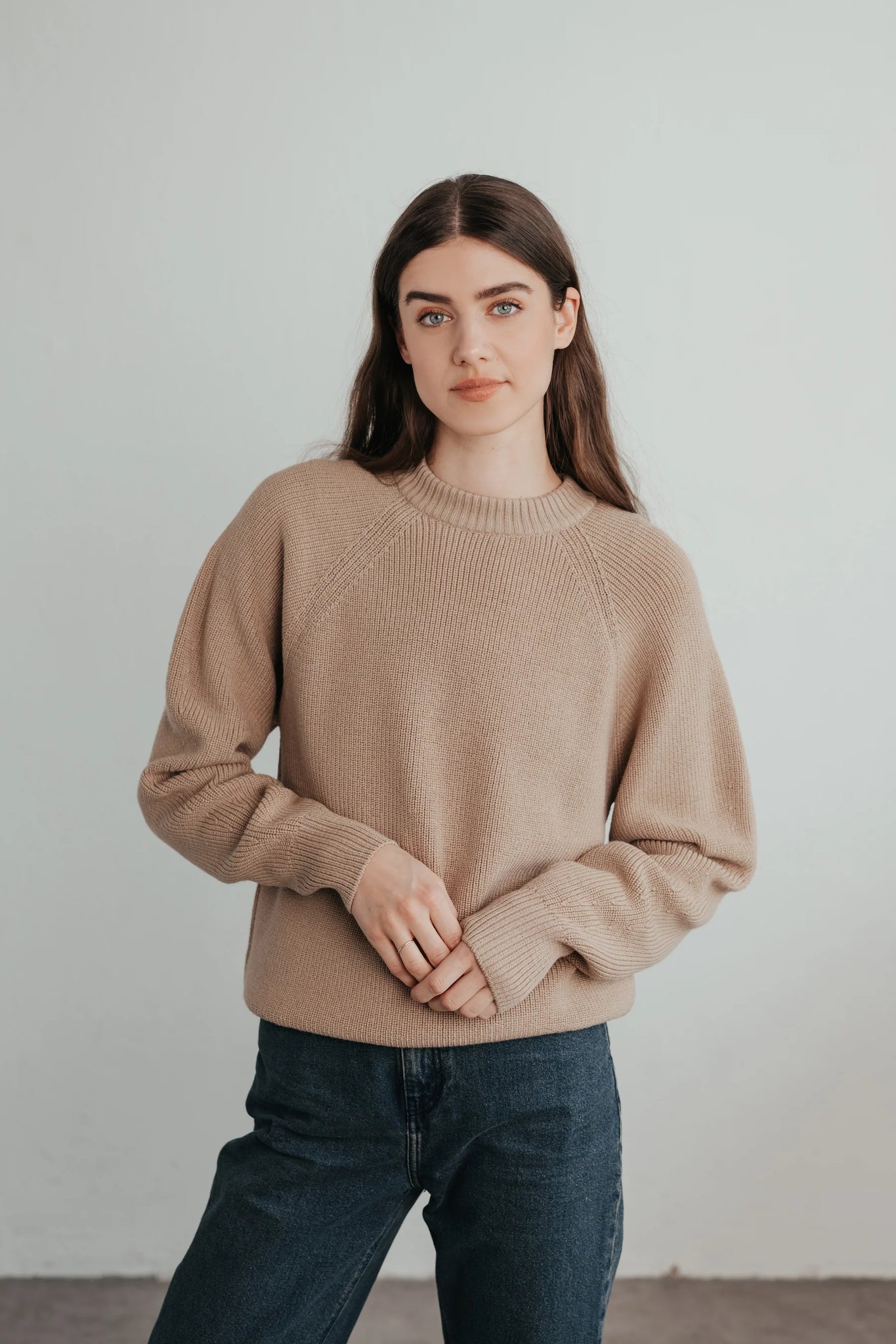 Merino knit sweater in creme by sonho stories