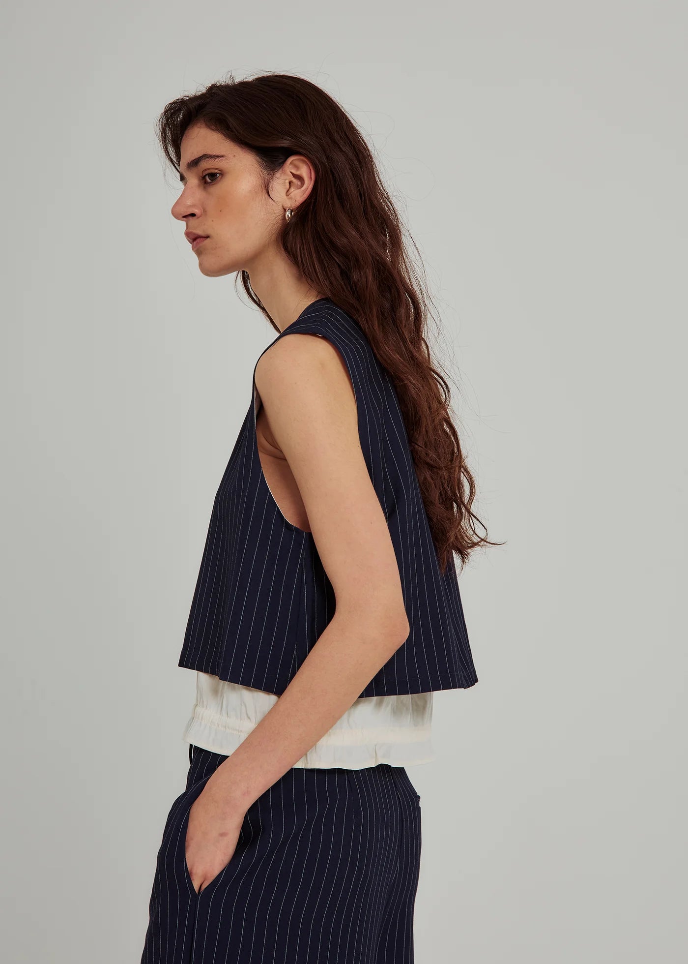 Neo pinstripe top in navy