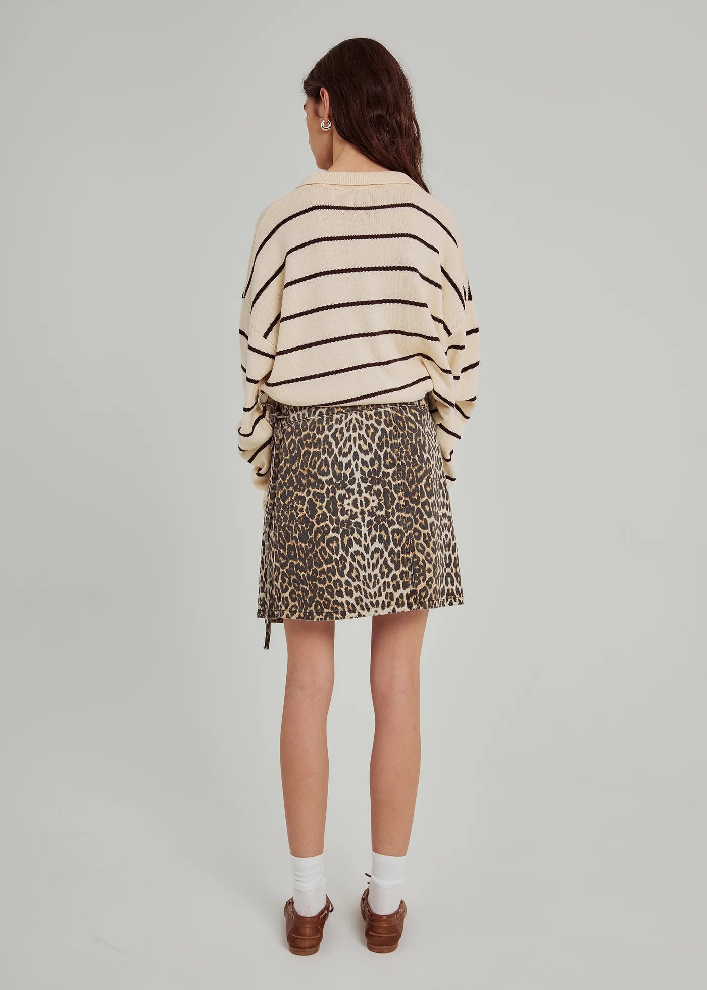 Ninni tie denim skirt in leo print