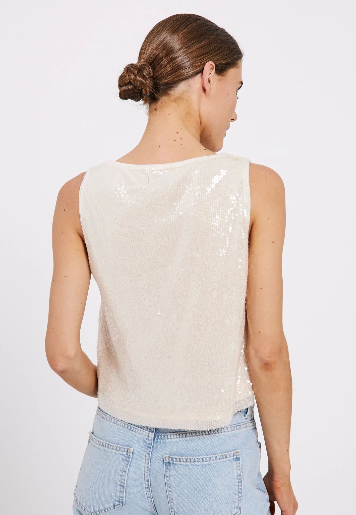 Sequina top in off-white