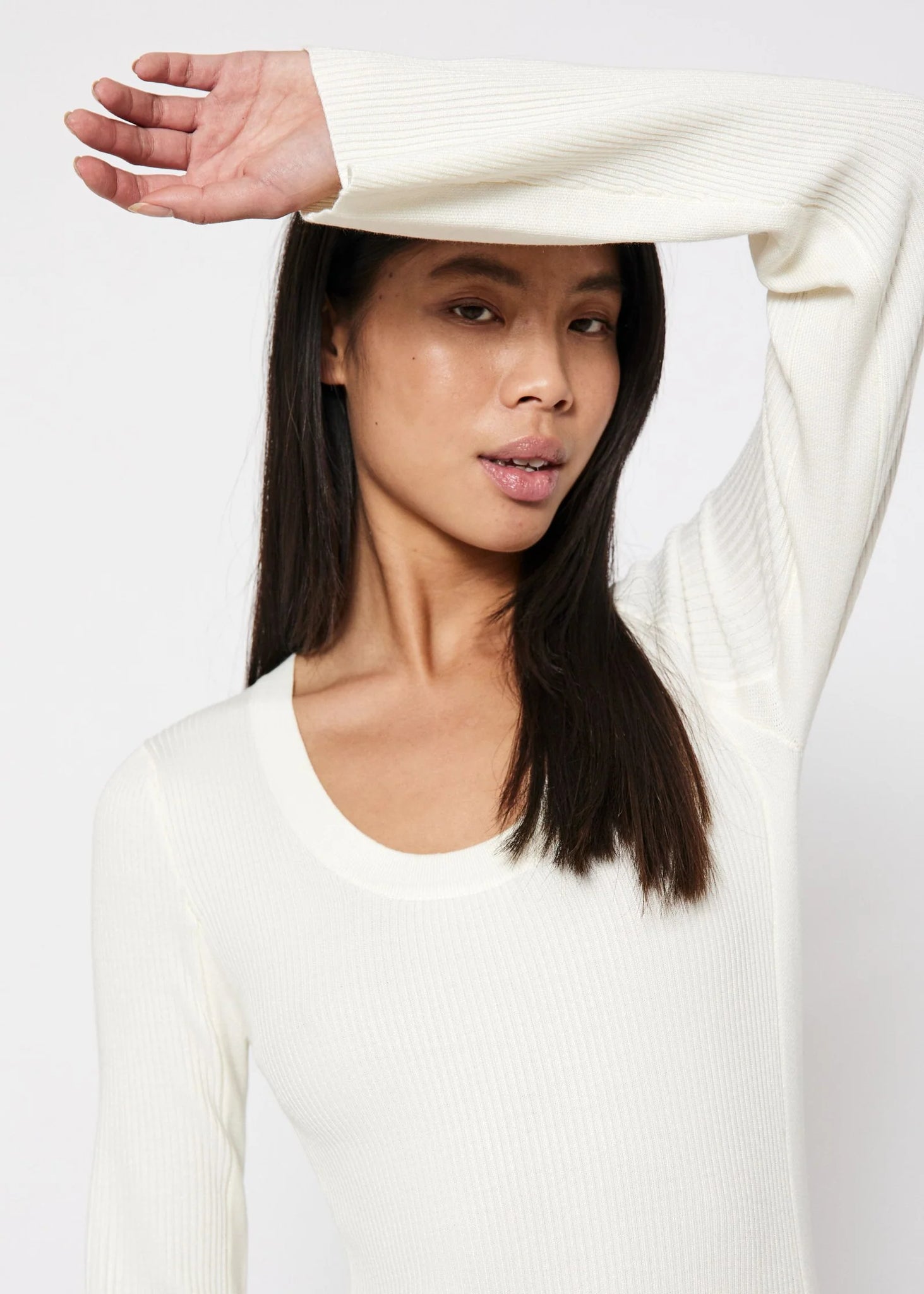 Sherry flared knit dress in off white