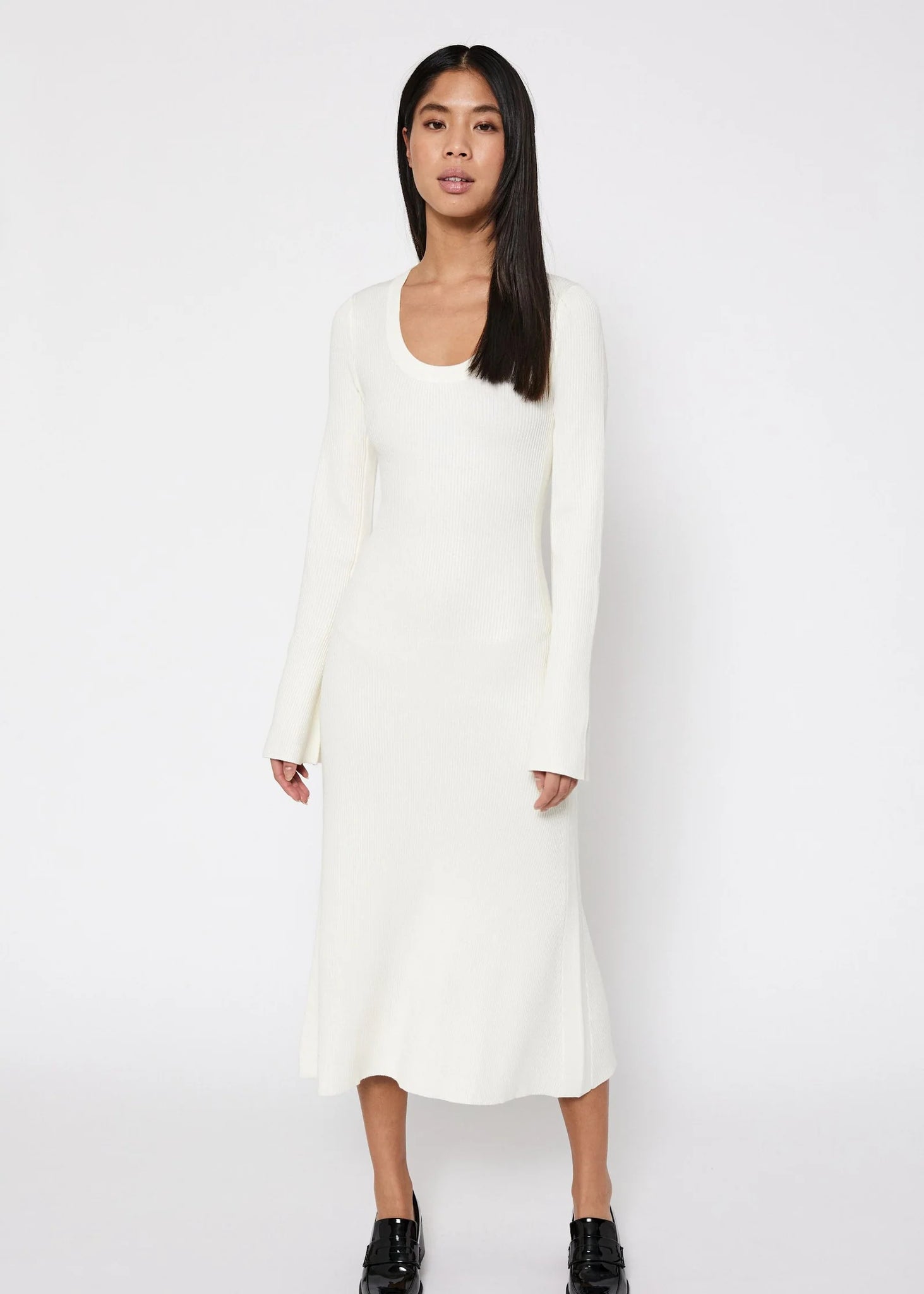 Sherry flared knit dress in off white