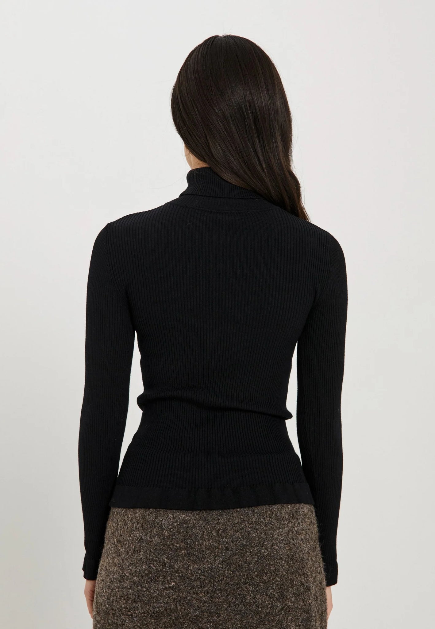 Sherry frill knit top in black