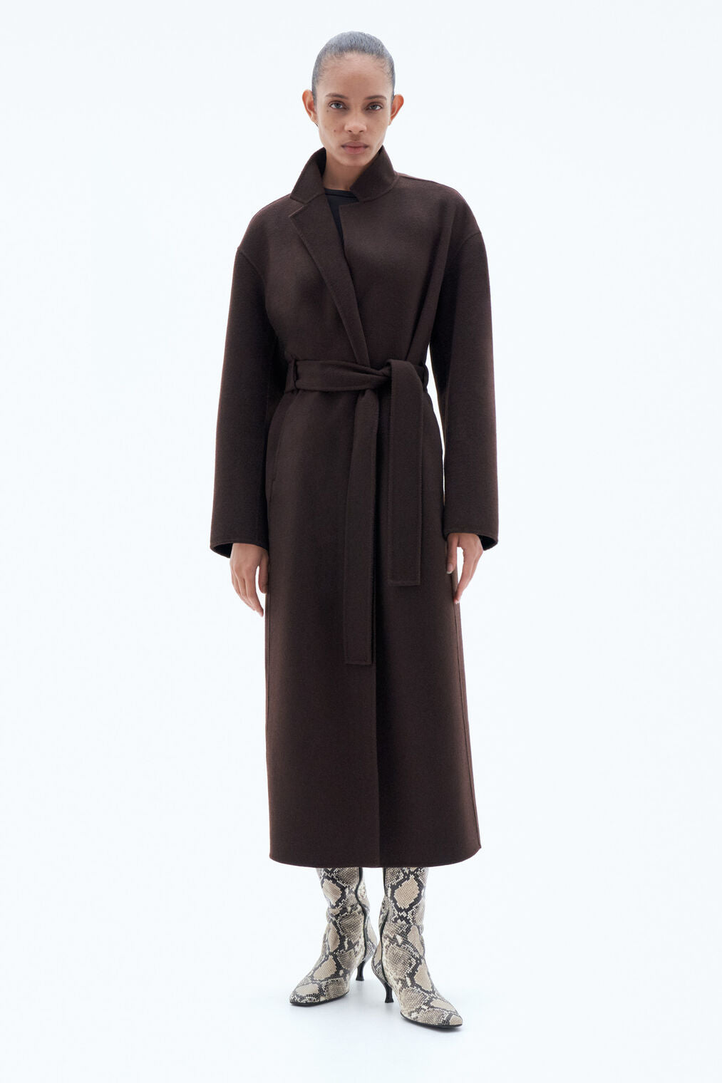 Alexa wool coat in dark chocolate by Filippa K