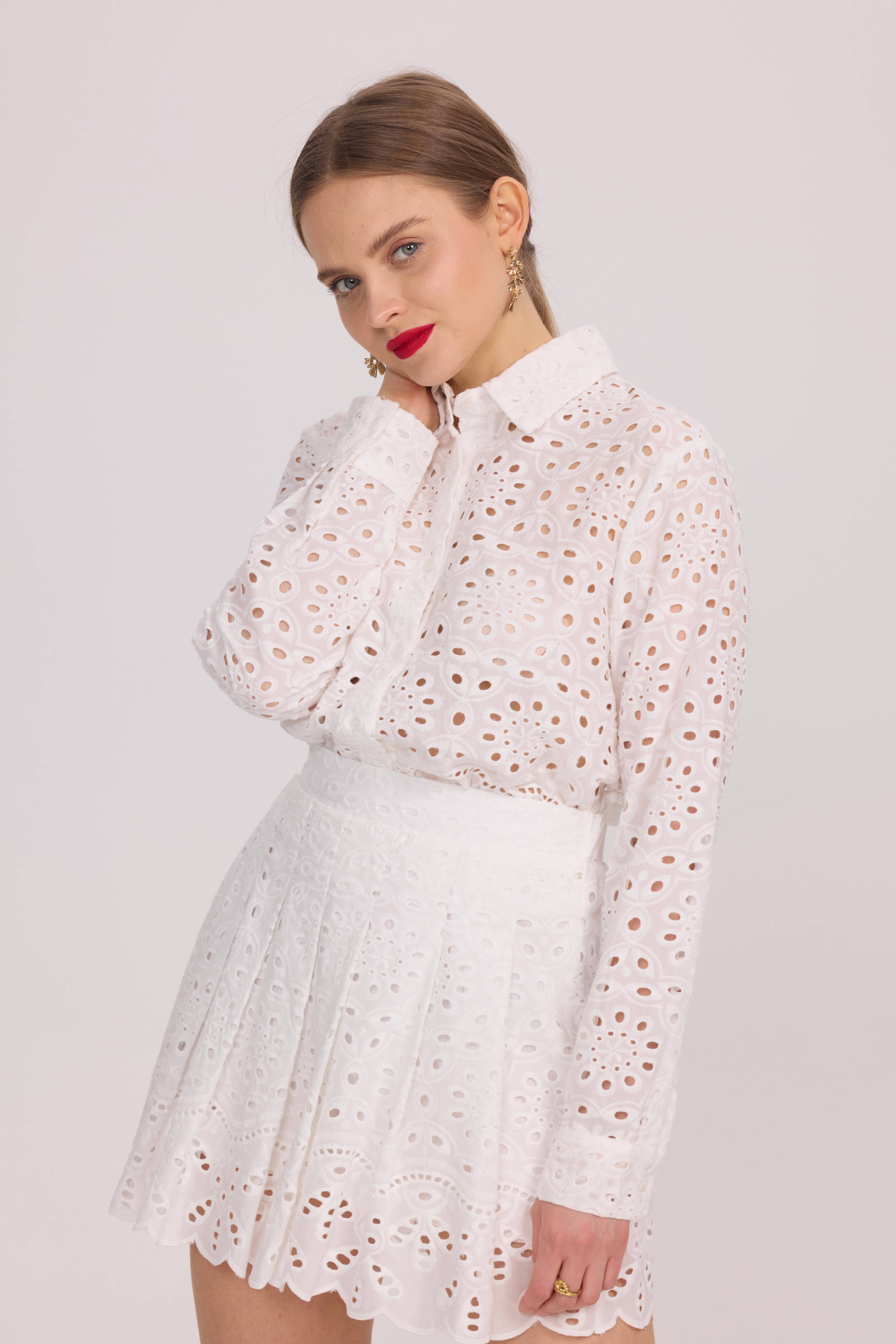 Broderie Anglaise Bluse - 5610: Weiß – BEYOND STUDIOS
