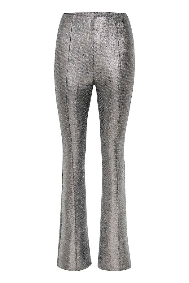Flared pants in silver structure