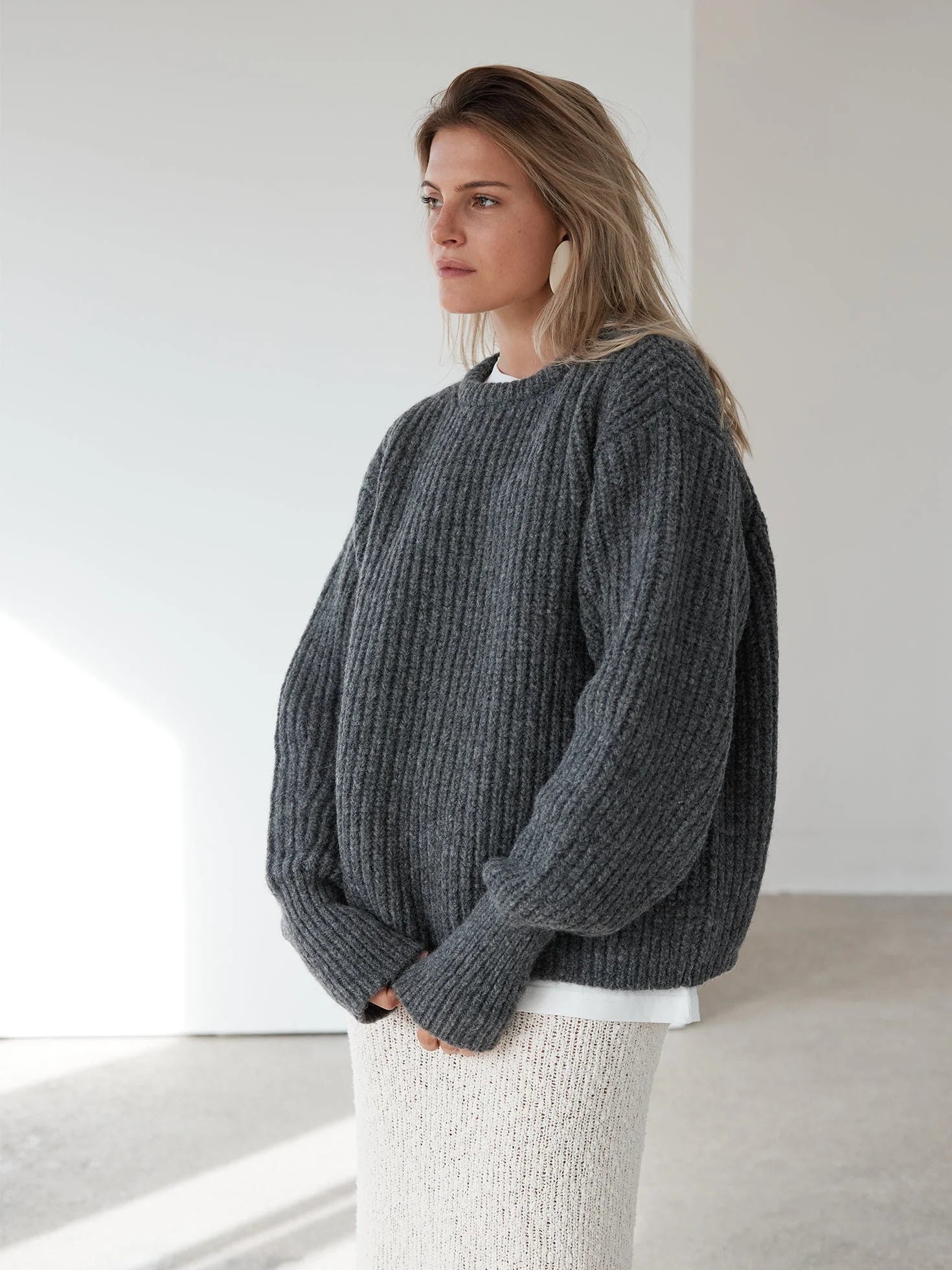 Ida knit sweater in anthra mel