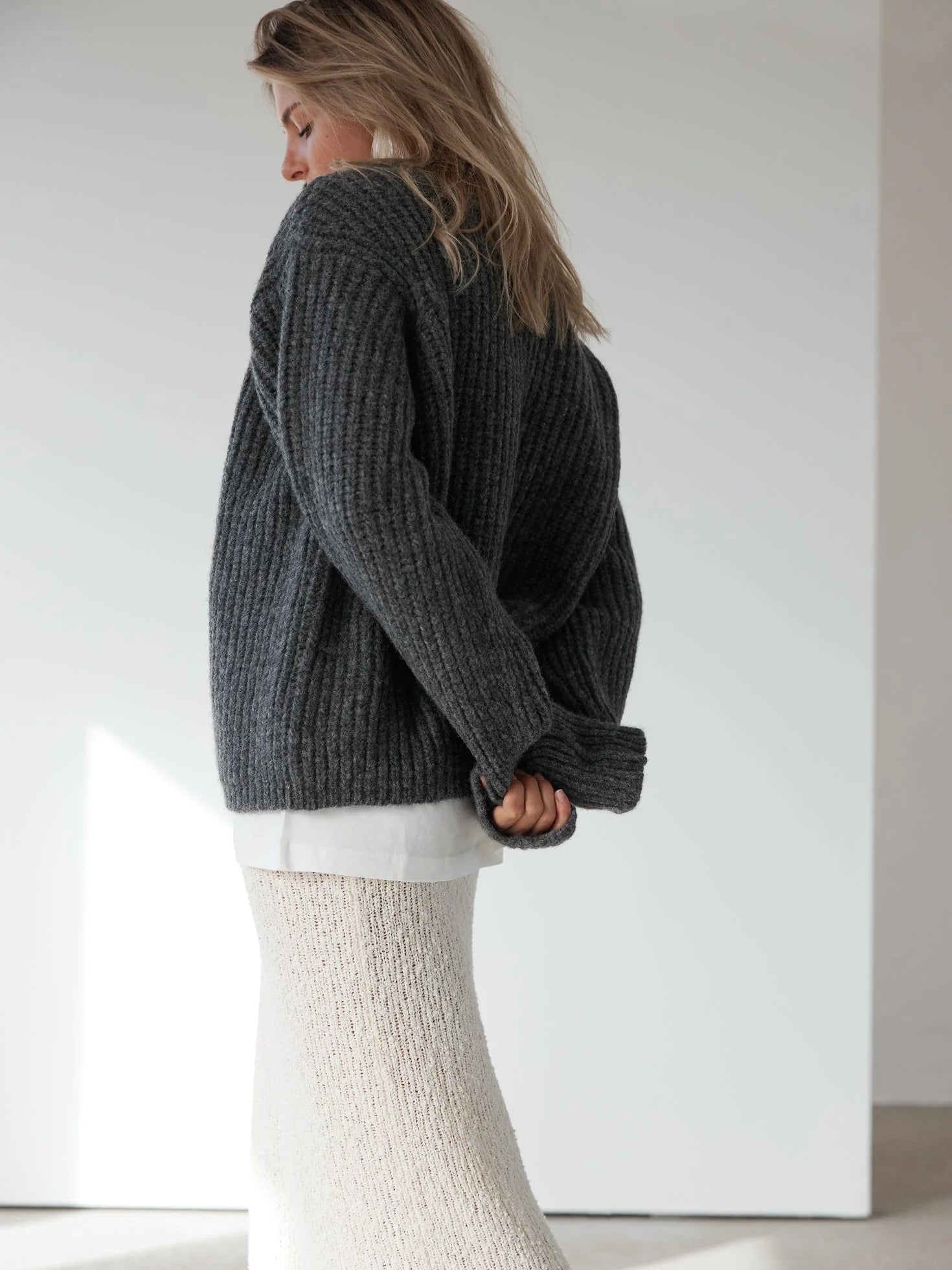 Ida knit sweater in anthra mel