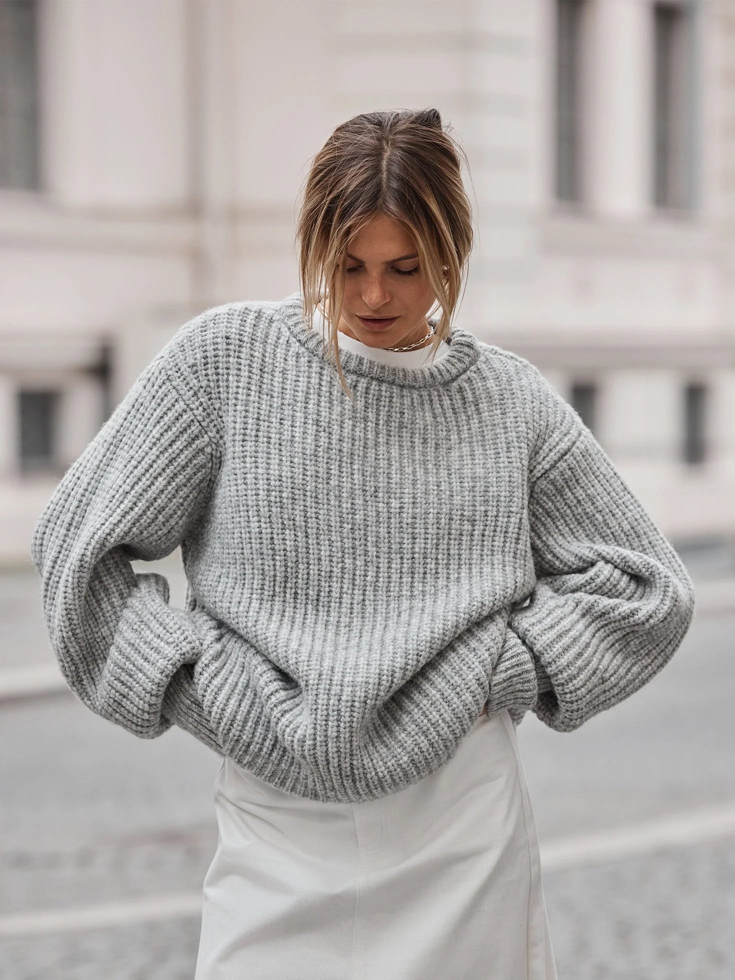 Ida knit sweater in grey mel