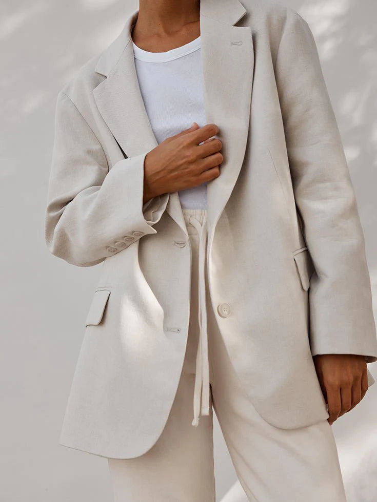 Lou oversized blazer in natural beige