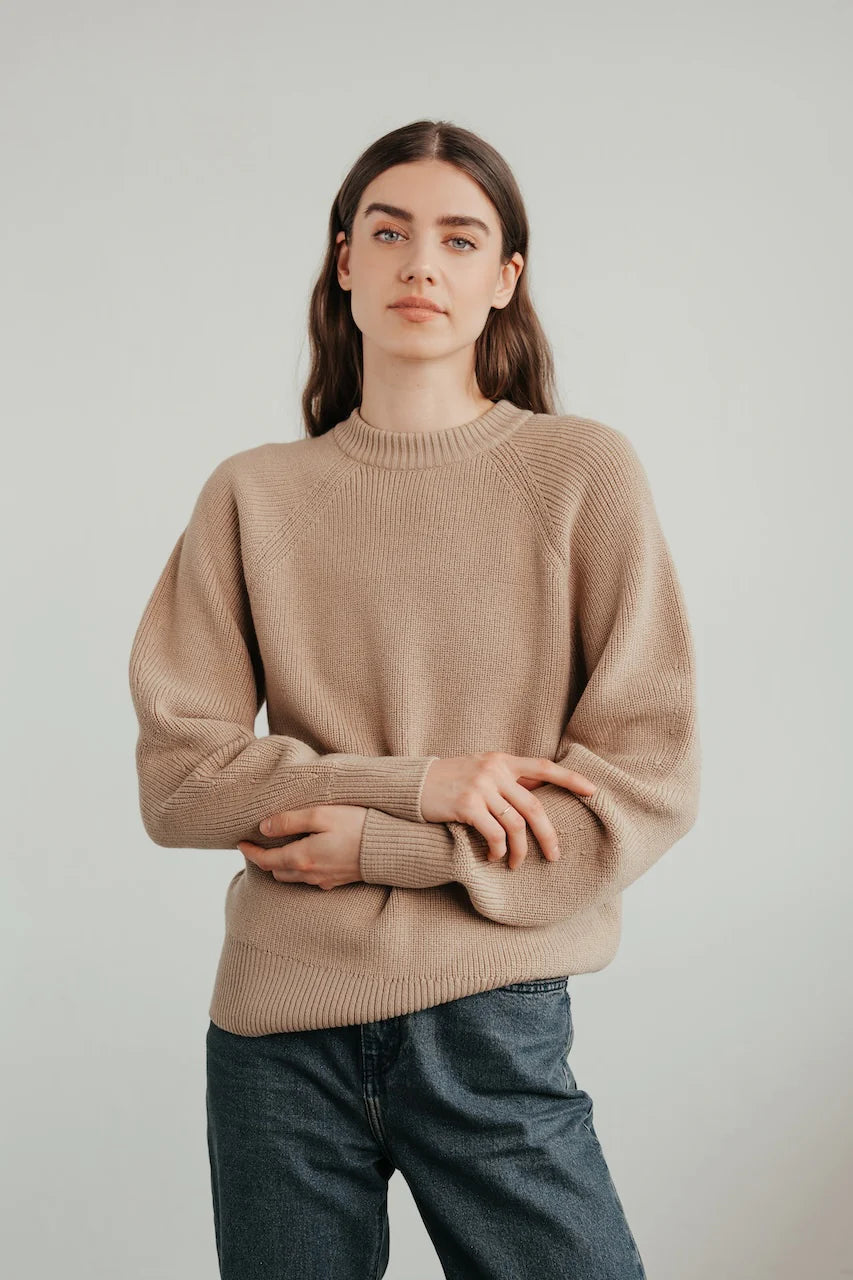 Merino knit sweater in creme by sonho stories