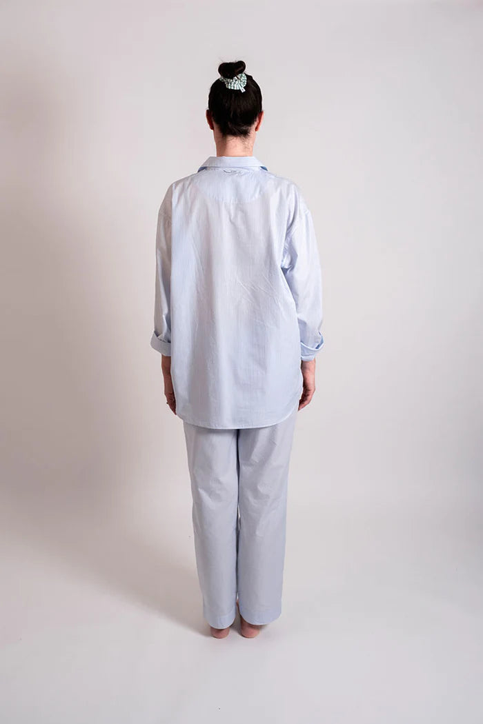 Light cotton pyjama in brave blue stripe by avonté