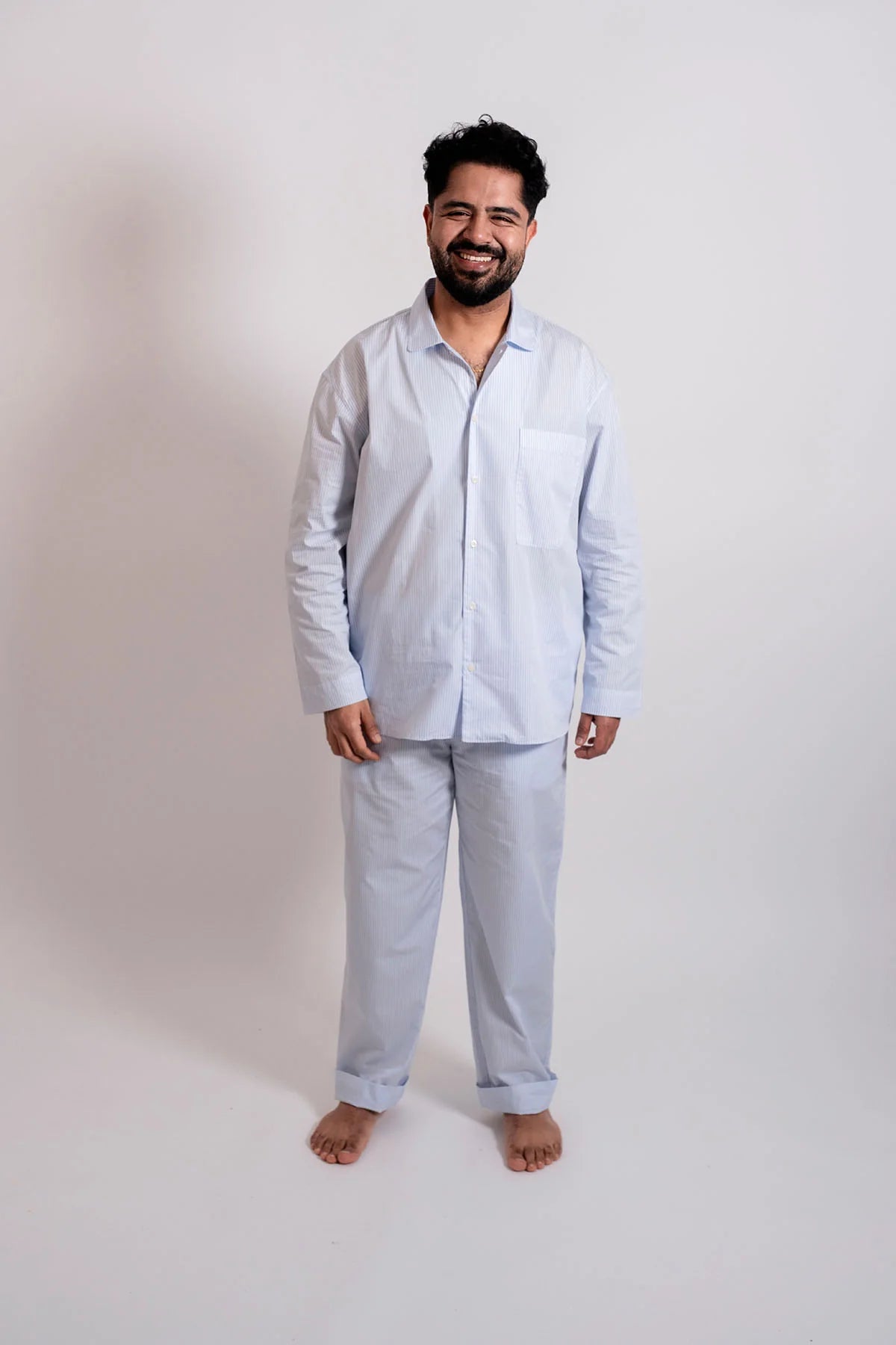 Light cotton pyjama in brave blue stripe by avonté