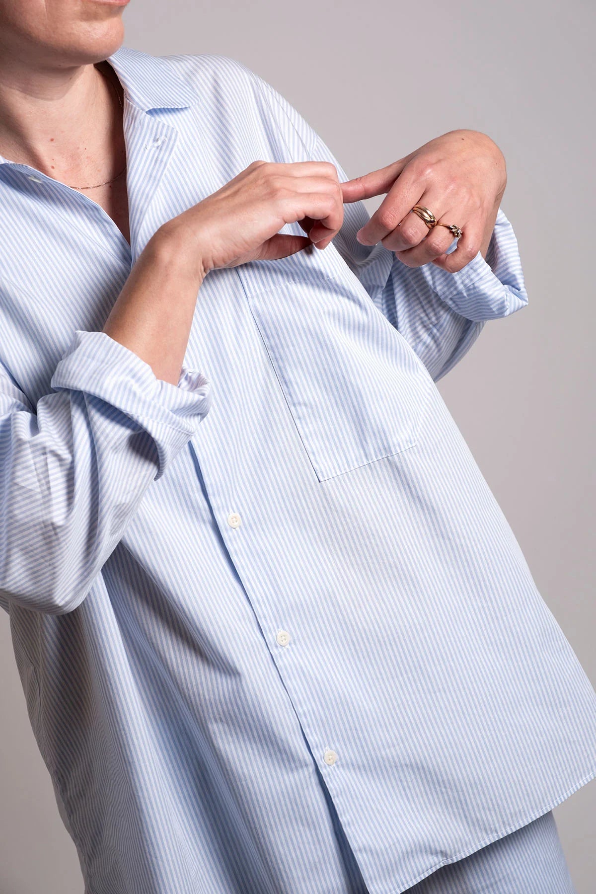 Light cotton pyjama in brave blue stripe by avonté