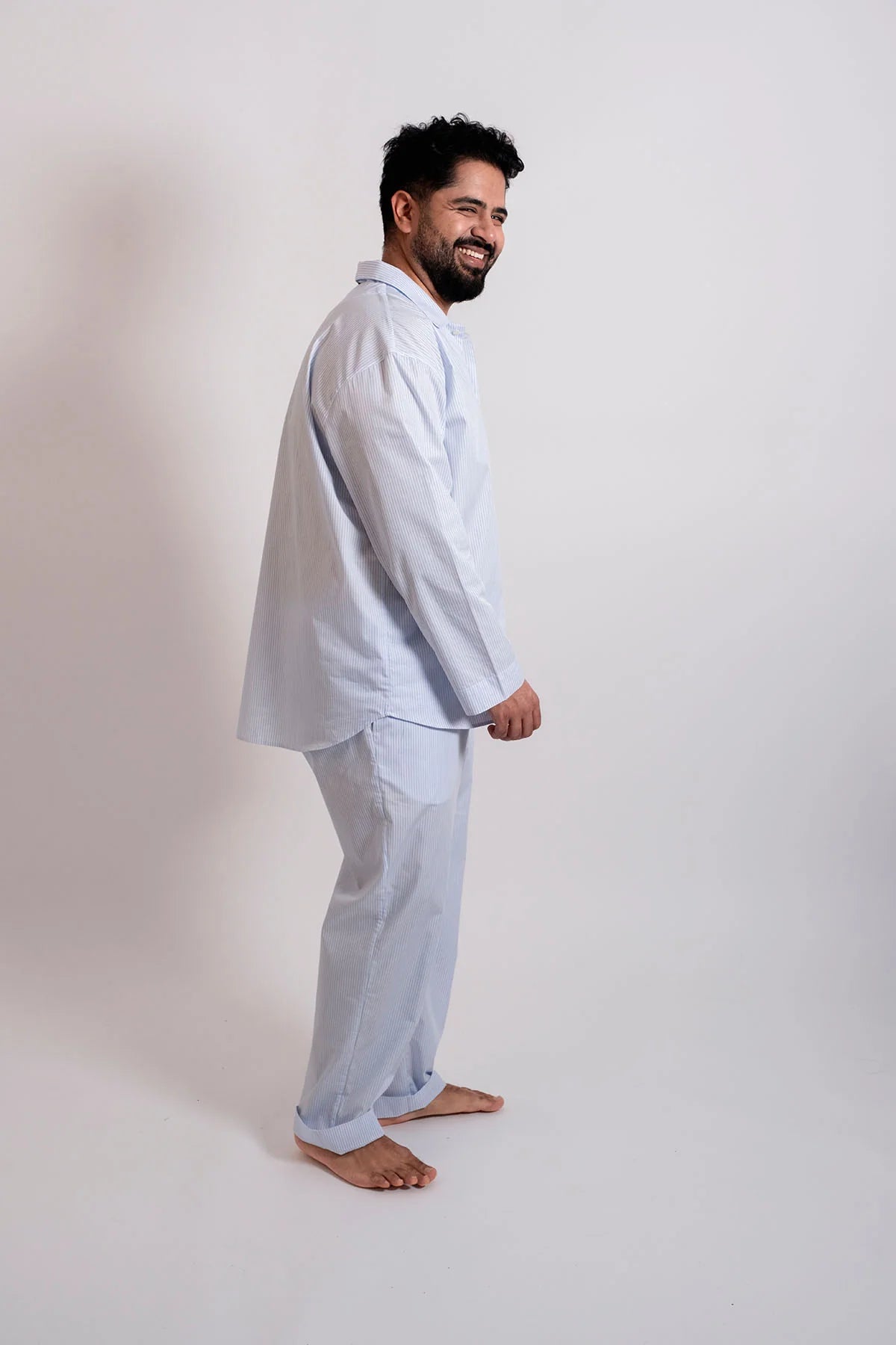 Light cotton pyjama in brave blue stripe by avonté