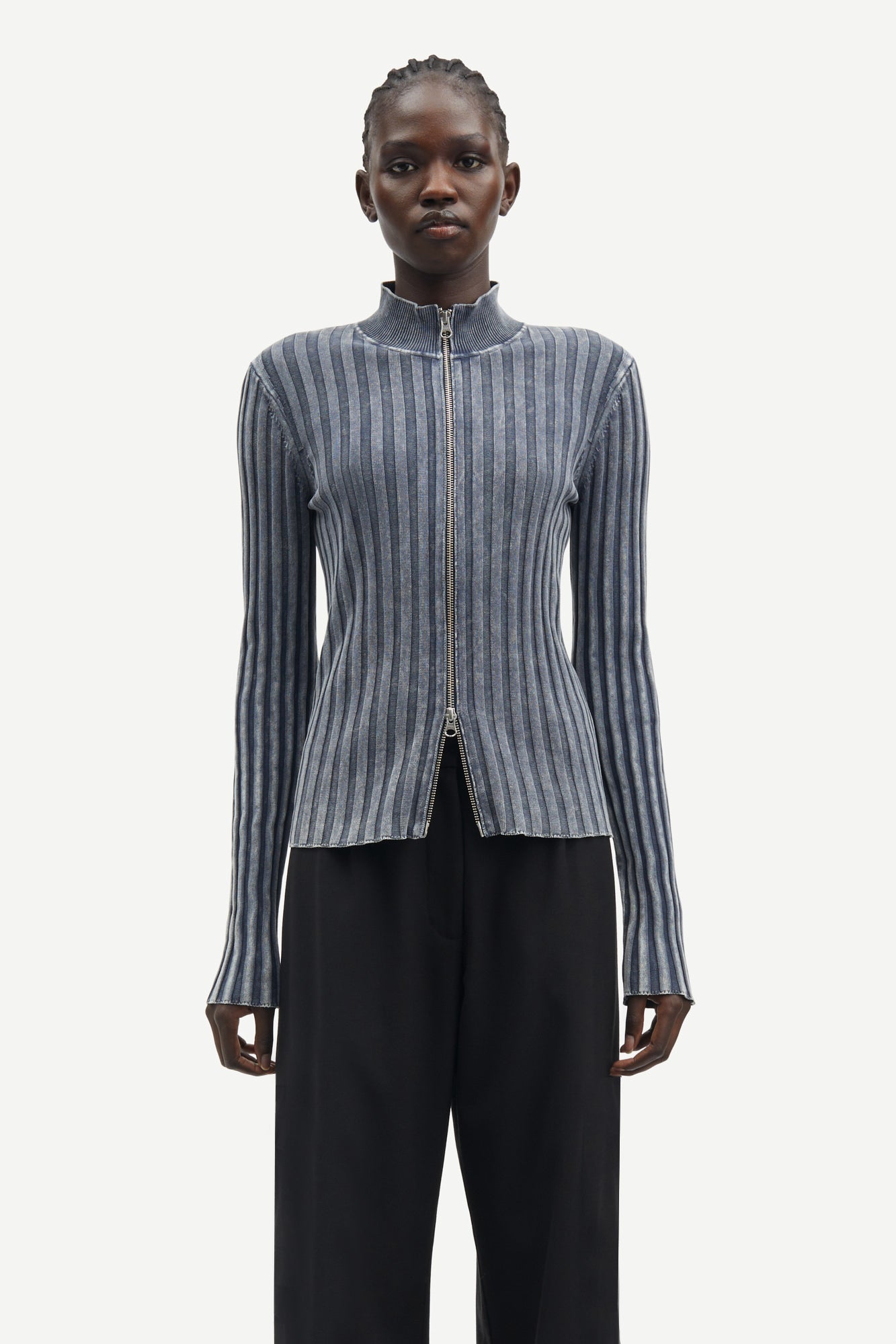 Sakristi zip cardigan in grey-blue