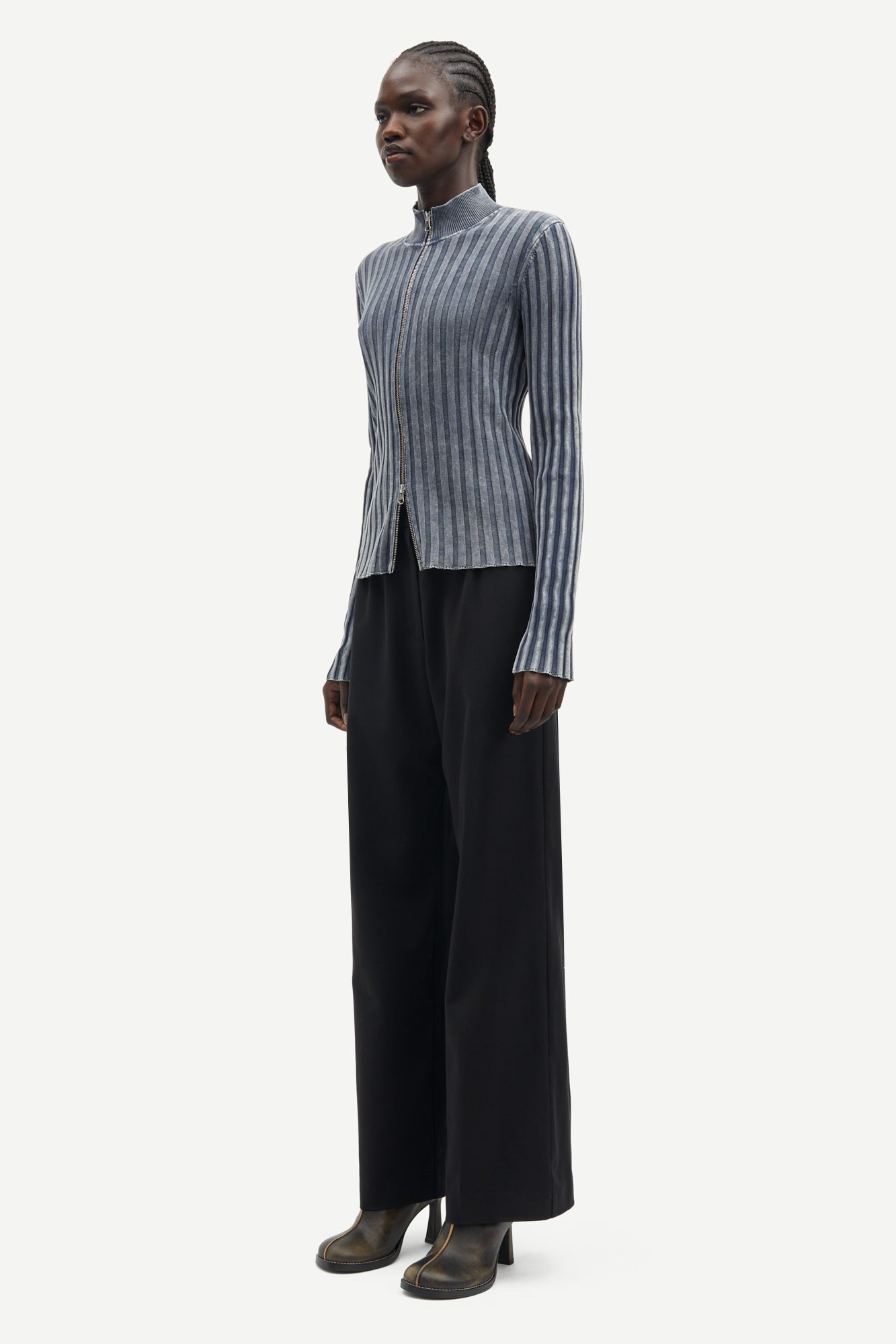 Sakristi zip cardigan in grey-blue