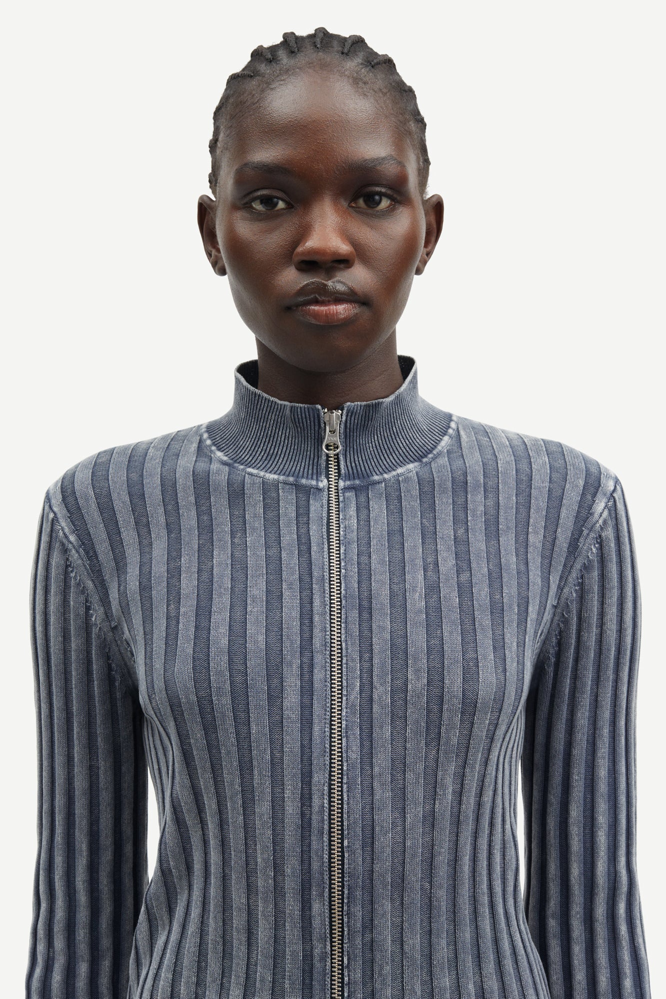 Sakristi zip cardigan in grey-blue