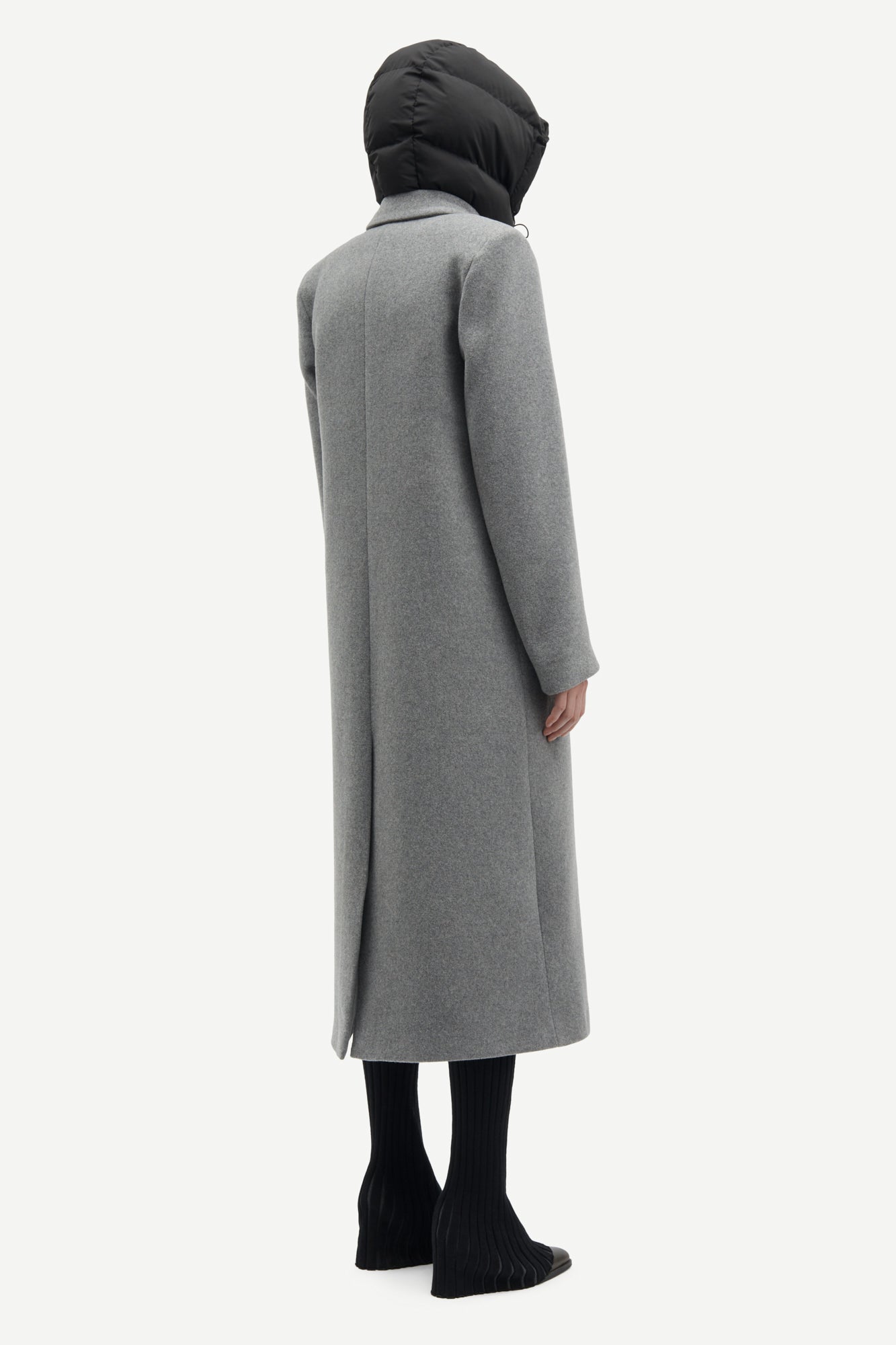 Long oversized wool coat in grey melange