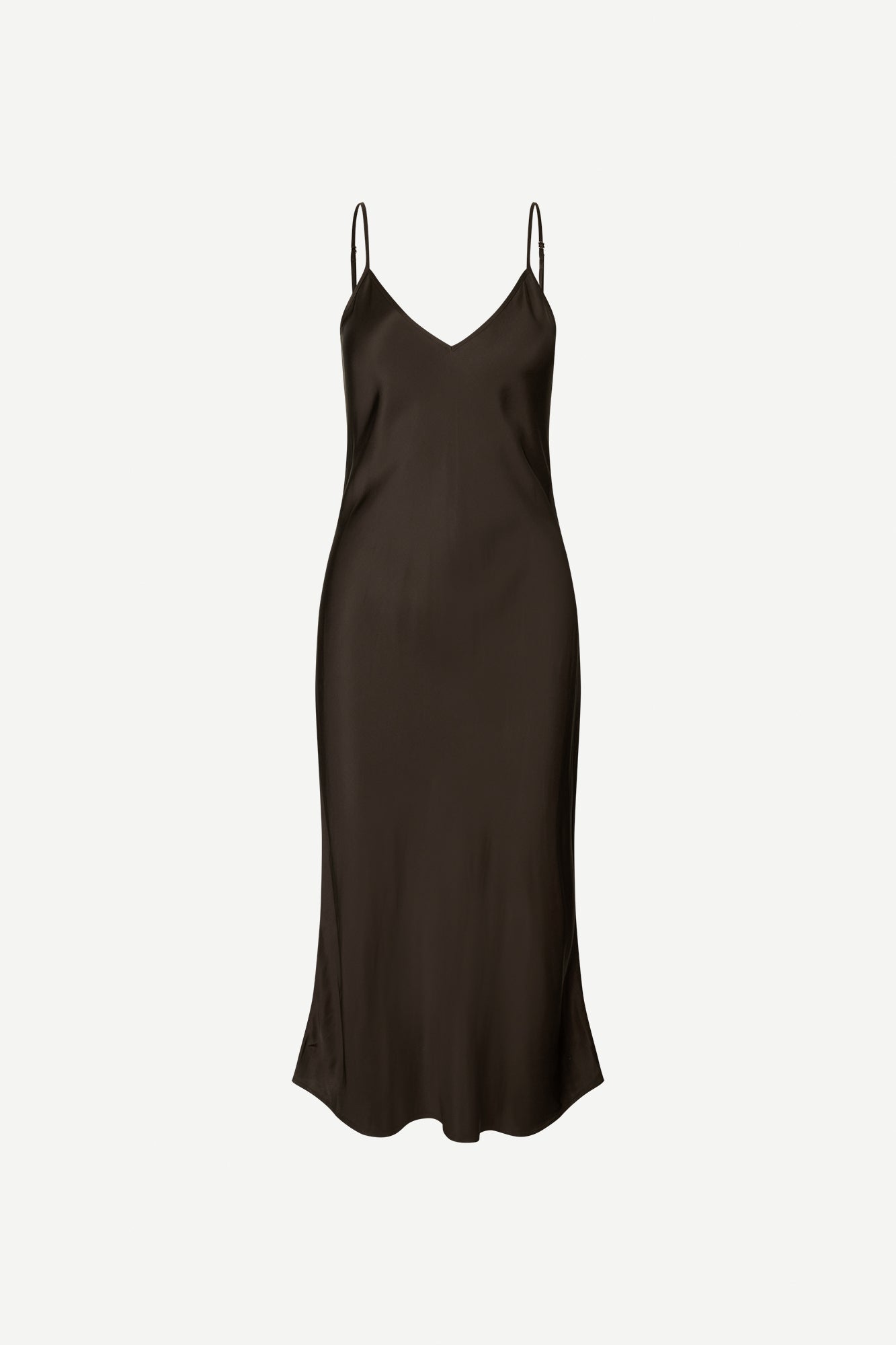 Silky strap dress in chocolate