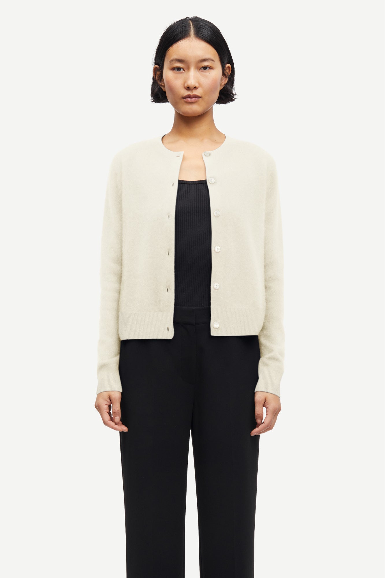 Pure cashmere cardigan in butter