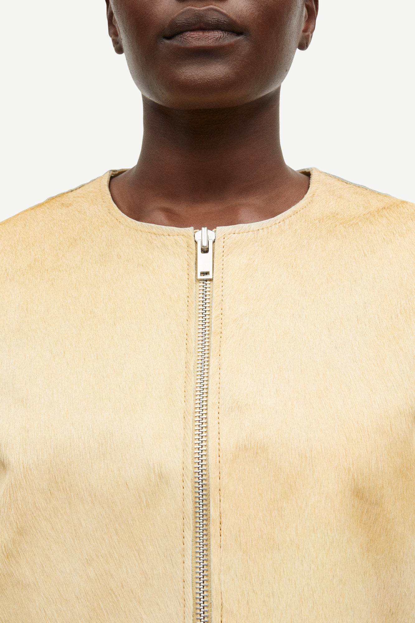 Salydia cow leather jacket in dusty yellow