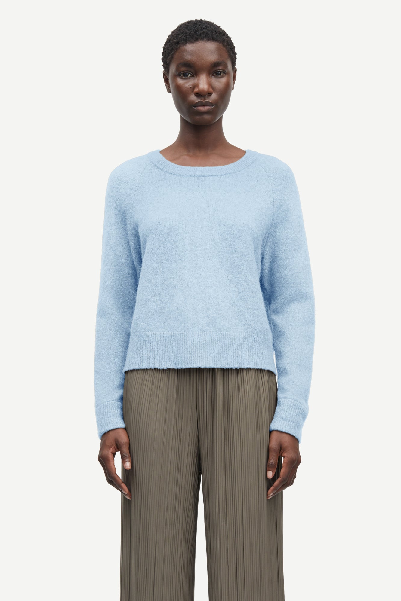Nor short alpaca sweater in skyway