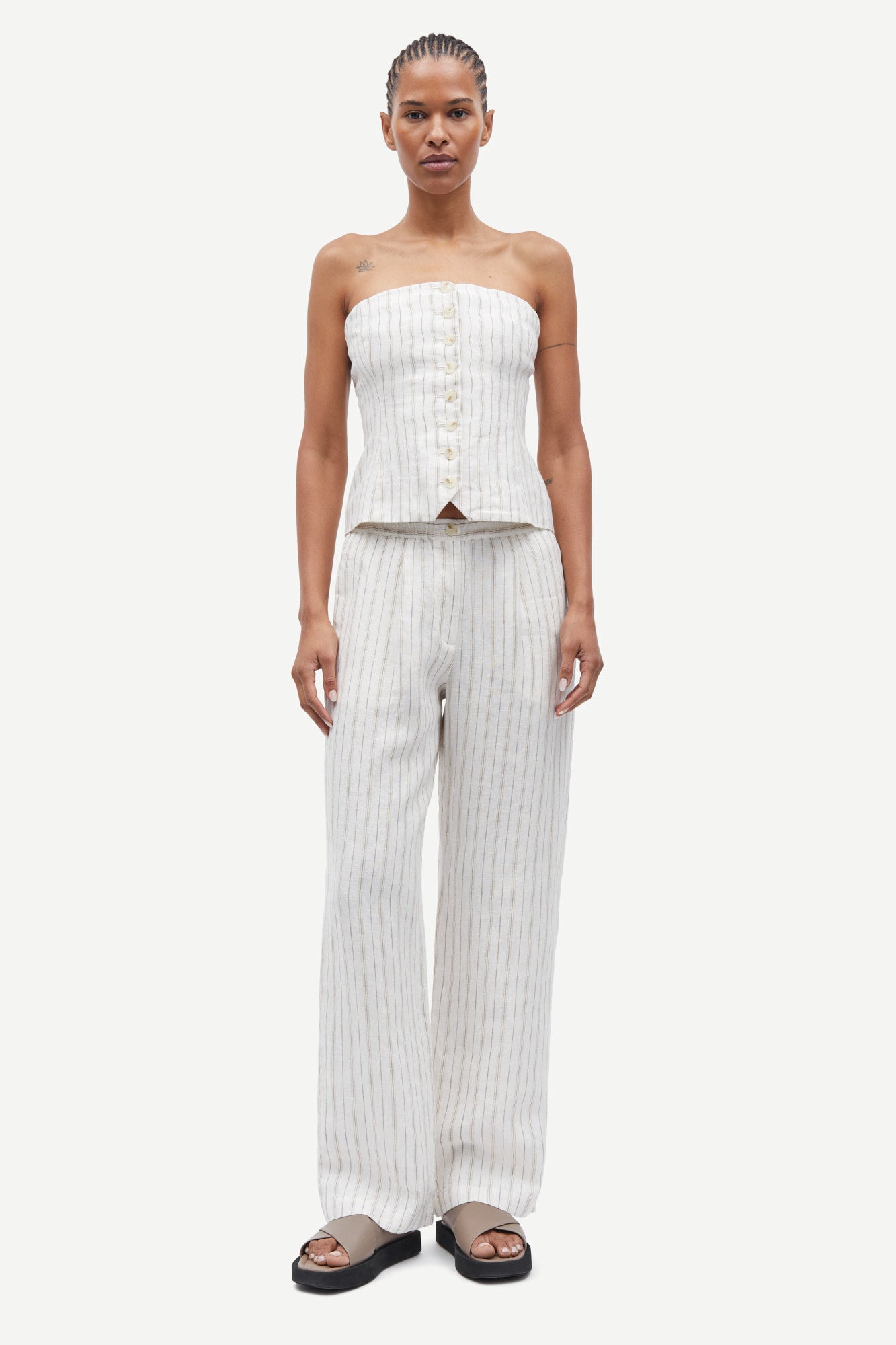Satove trousers in egret saint