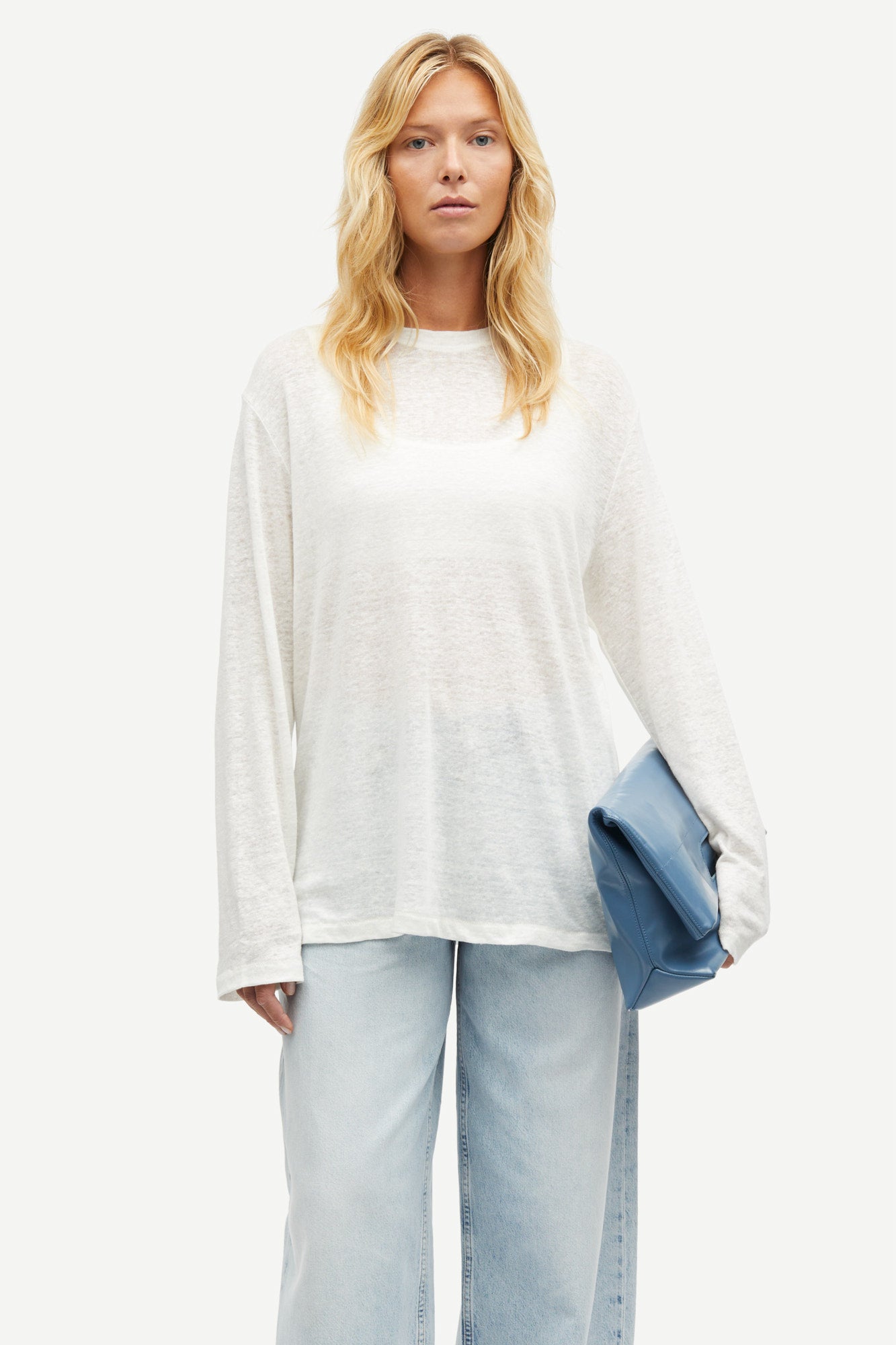Loose linen shirt in whipped cream