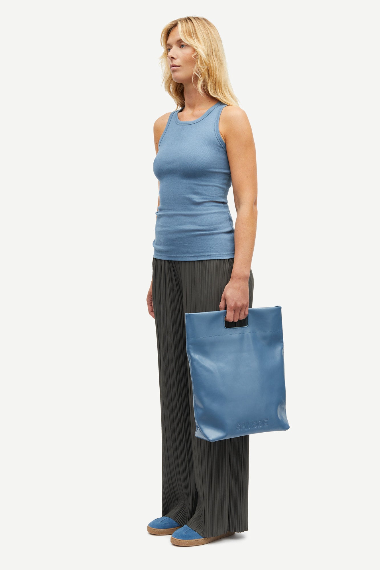 Alexo ribbed tank top in bluefin
