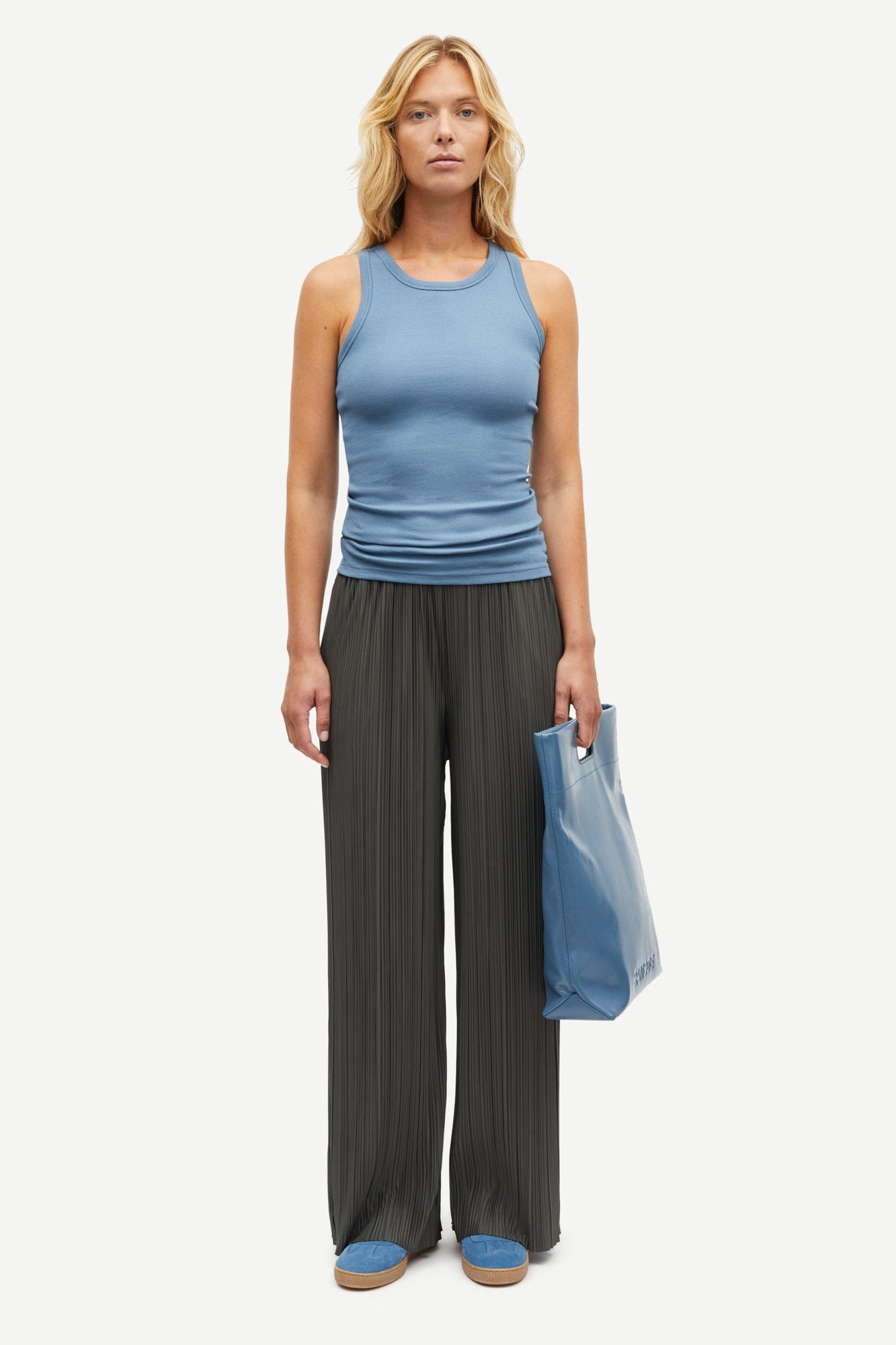 Alexo ribbed tank top in bluefin