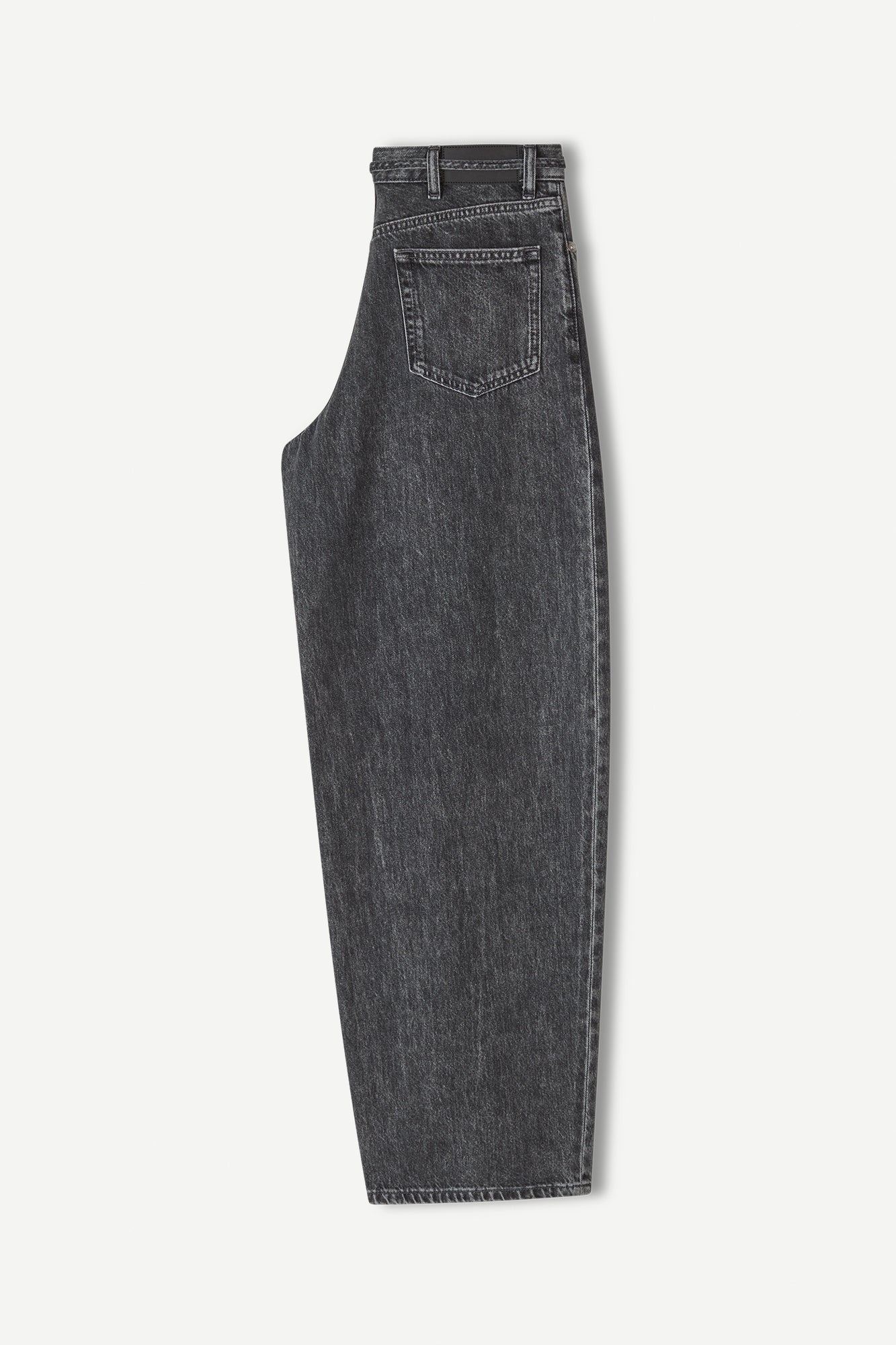 High waisted wide leg jeans with belt in grey cloud