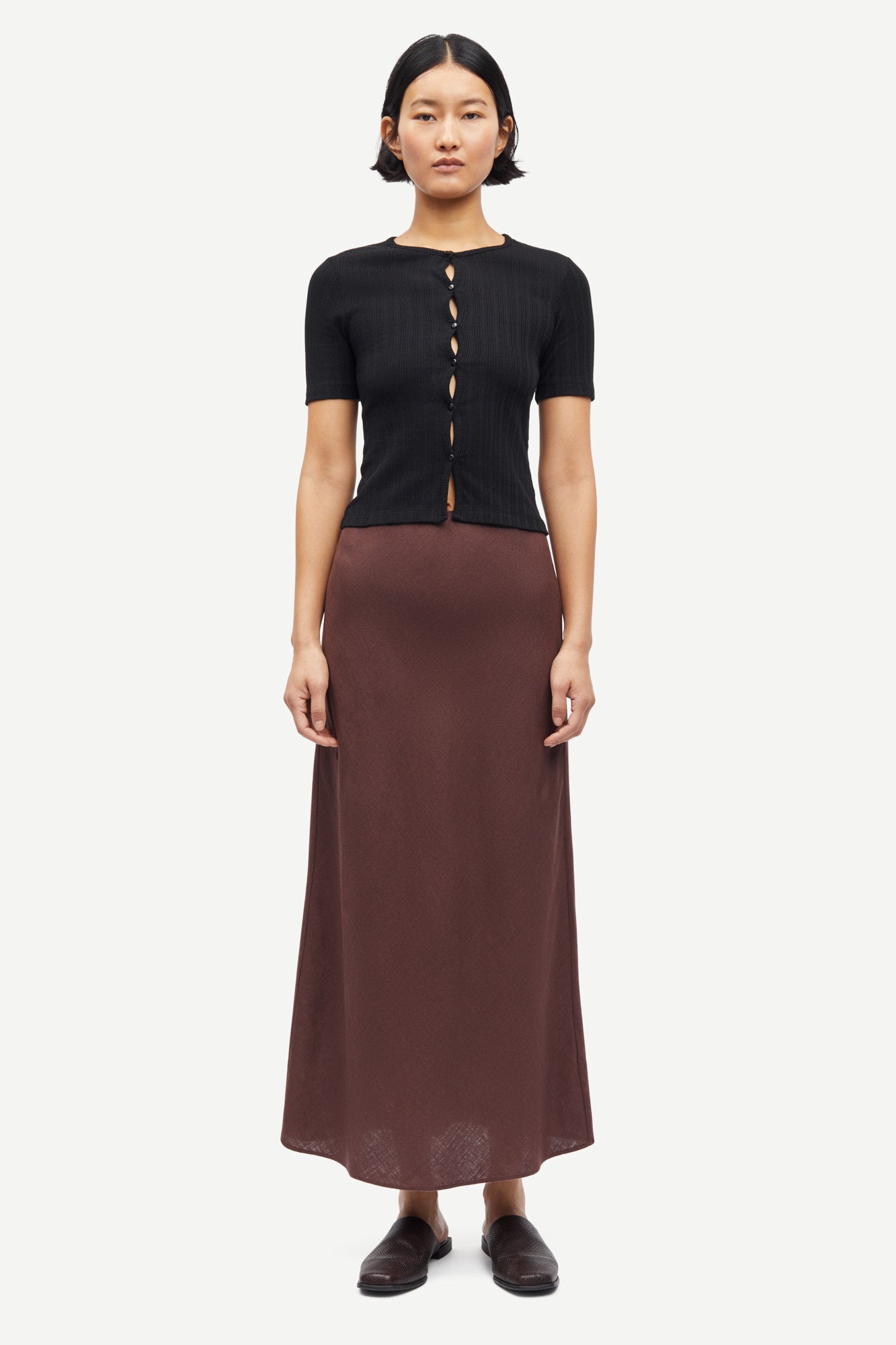 Linen maxi skirt in french roast