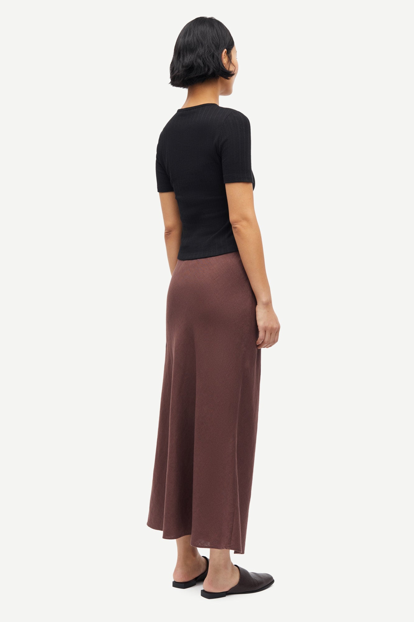Linen maxi skirt in french roast