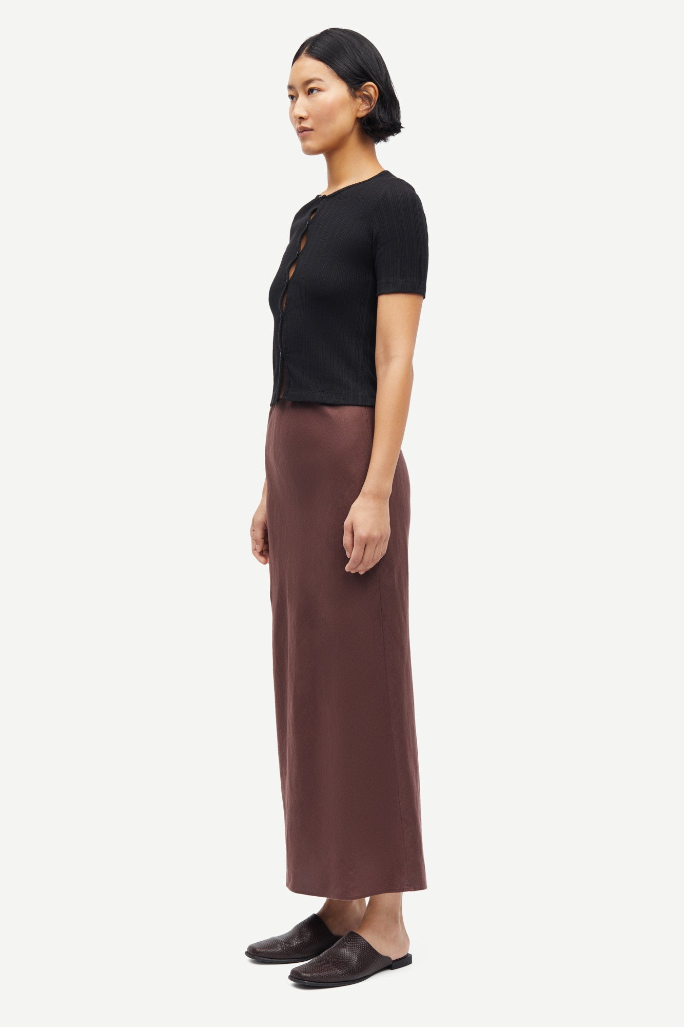Linen maxi skirt in french roast