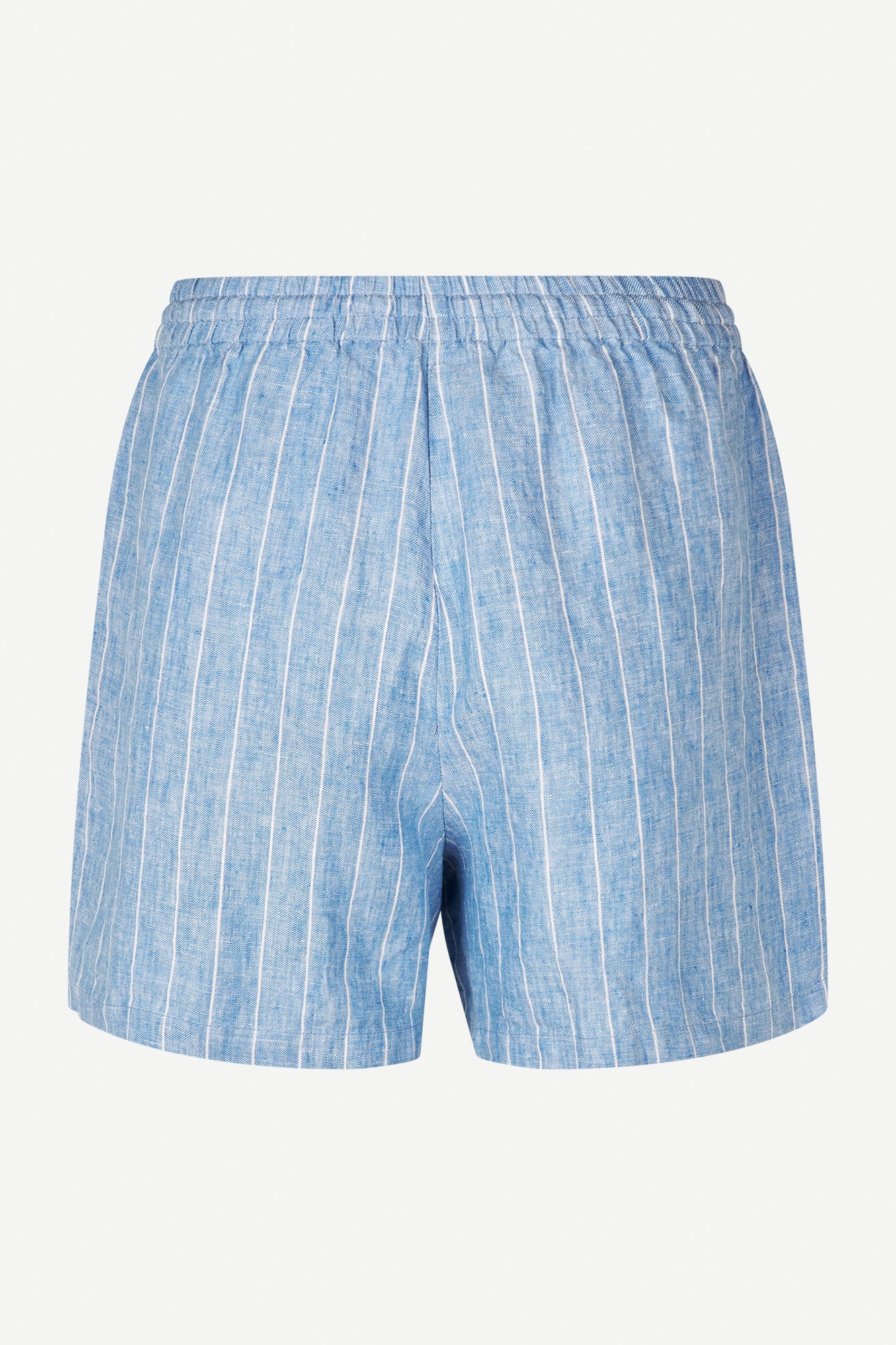 Linen drawstring short in blue jasper stripe