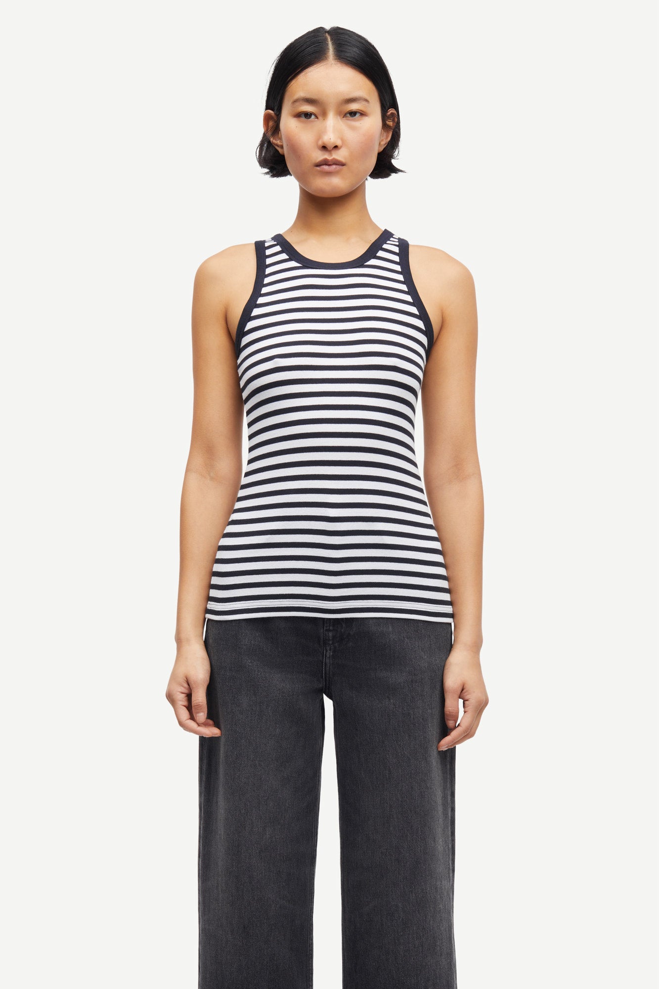 Alexo ribbed tank top in night sky striped