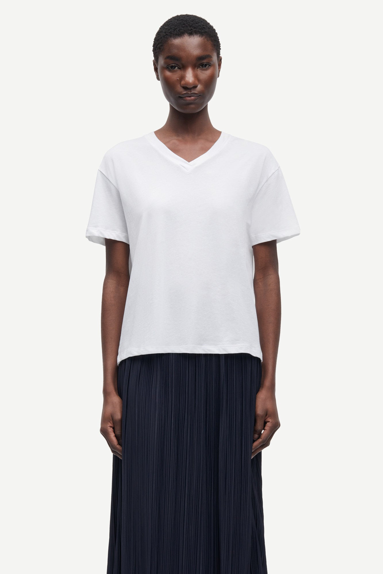 Cotton v-neck shirt in white