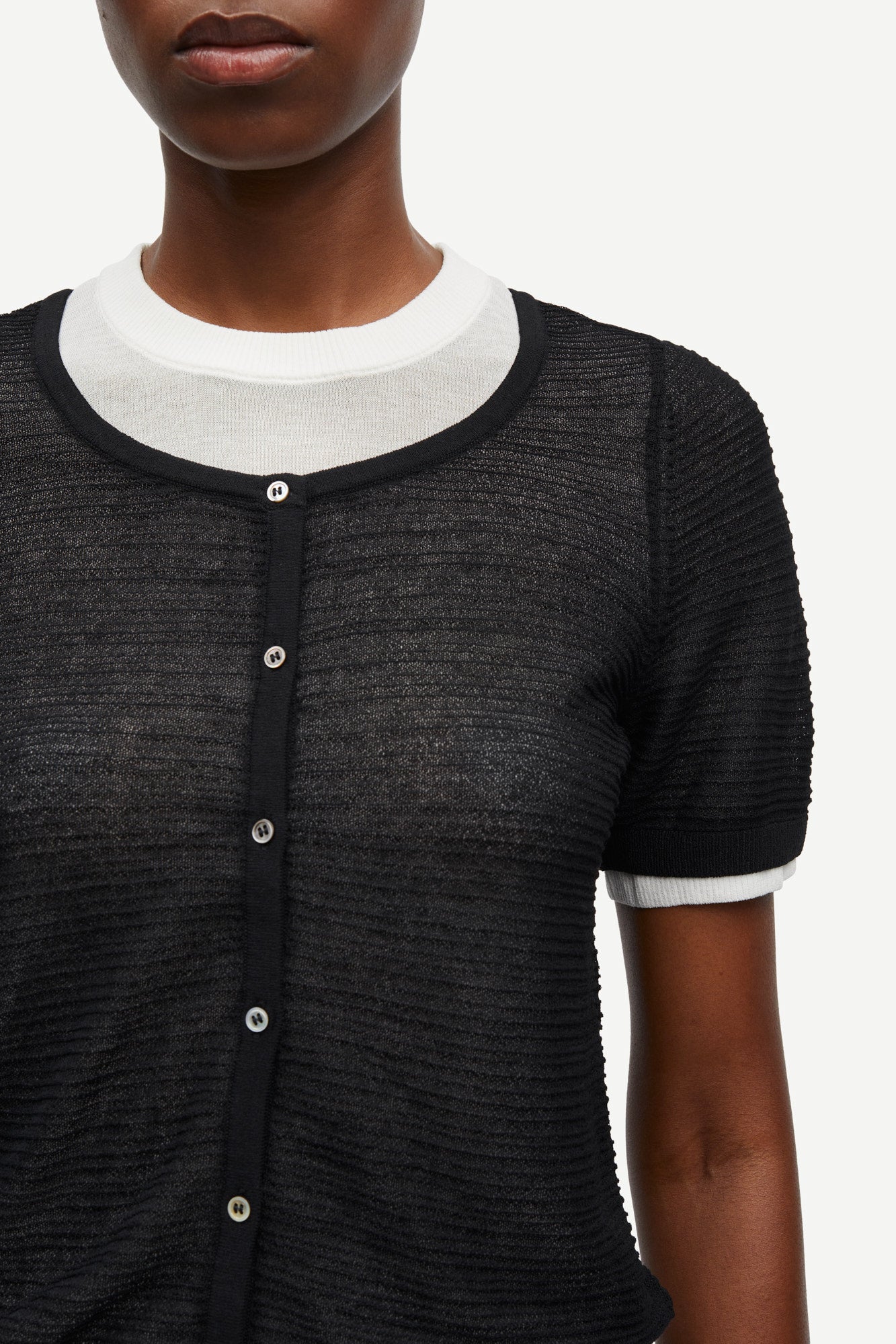 Sapena short sleeved cardigan in black