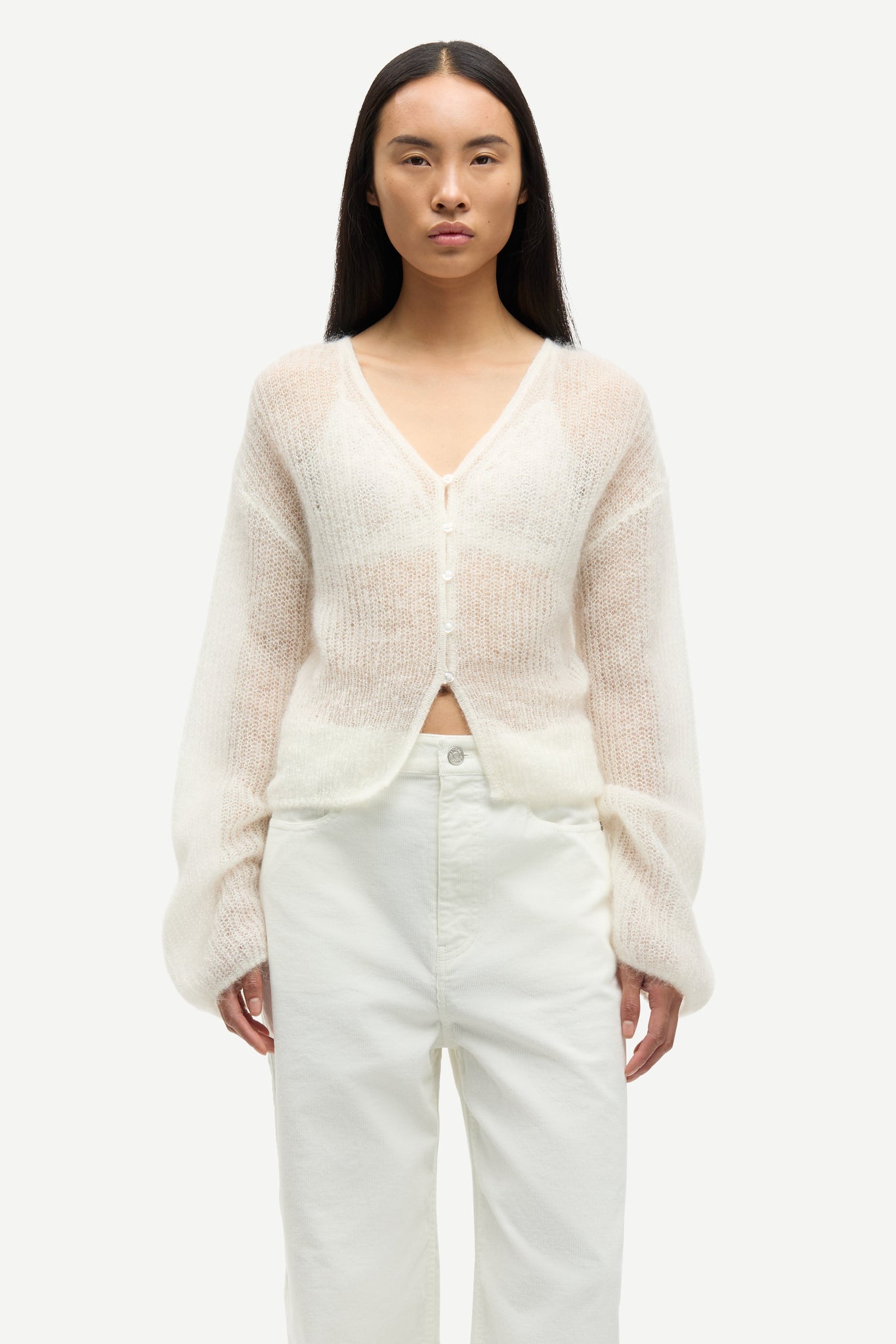Mohair cardigan in clear cream