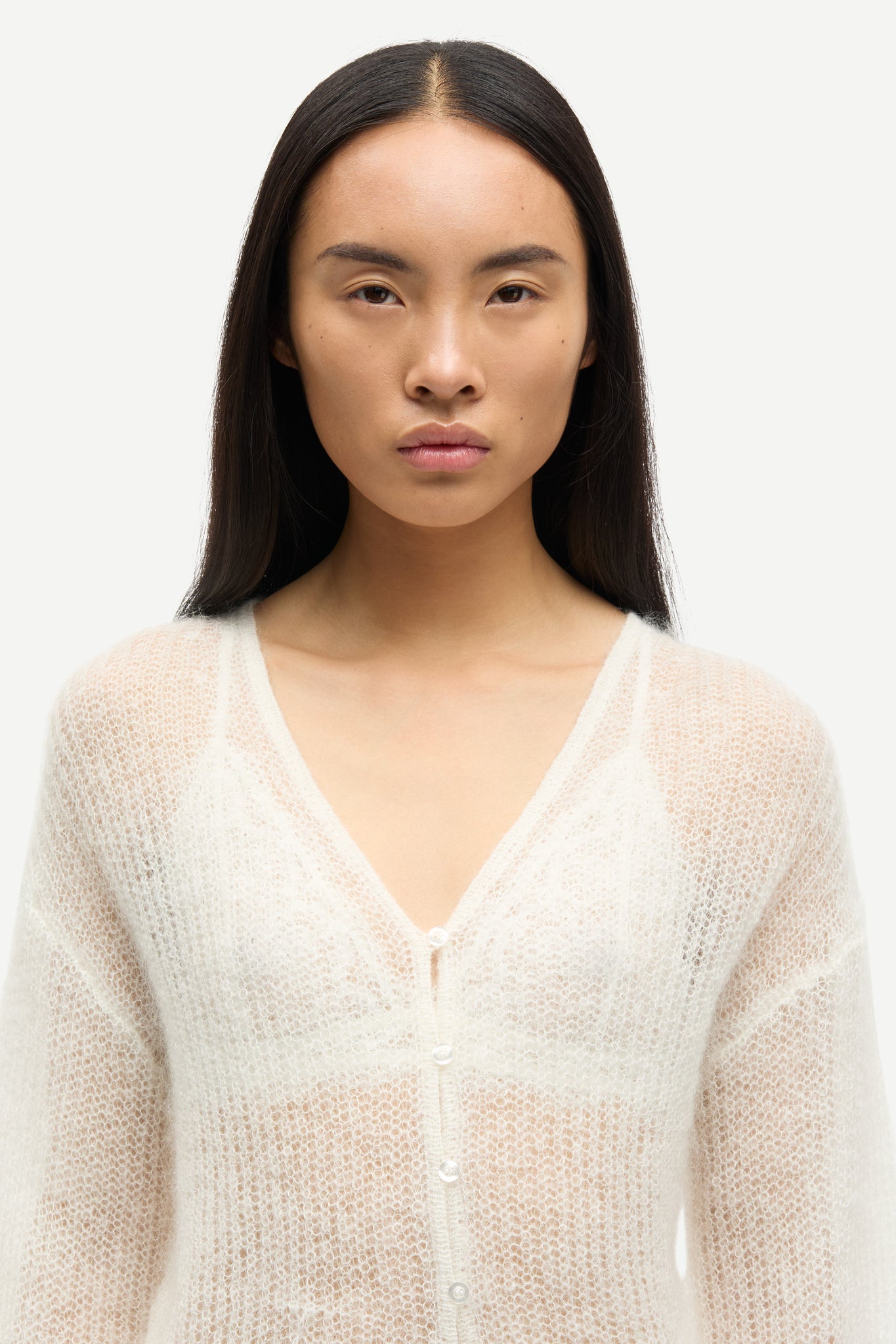 Mohair cardigan in clear cream