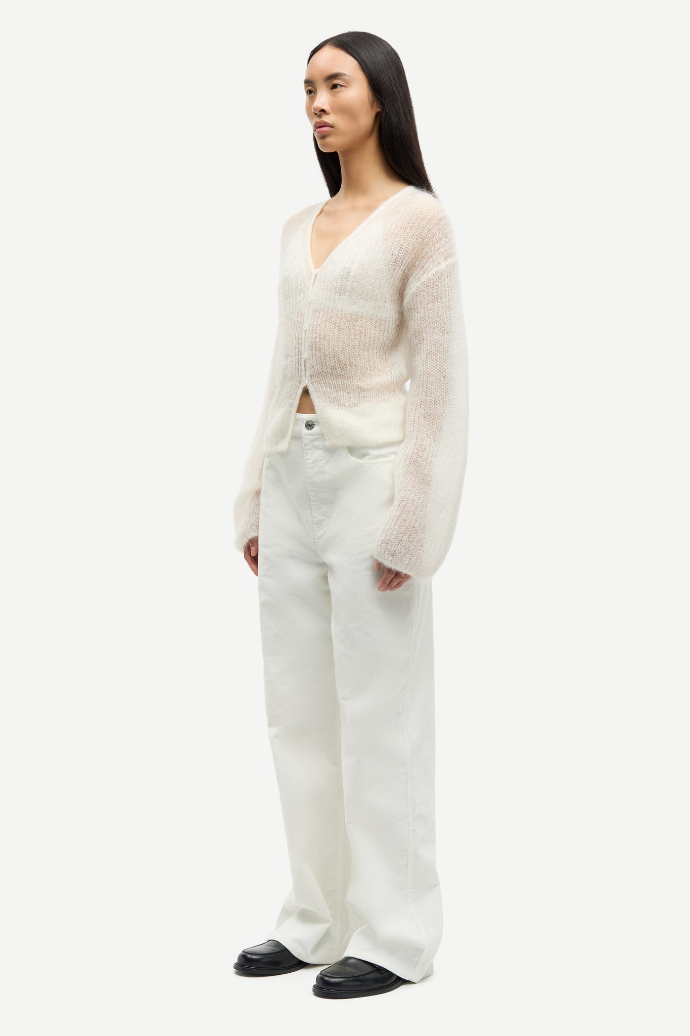 Mohair cardigan in clear cream